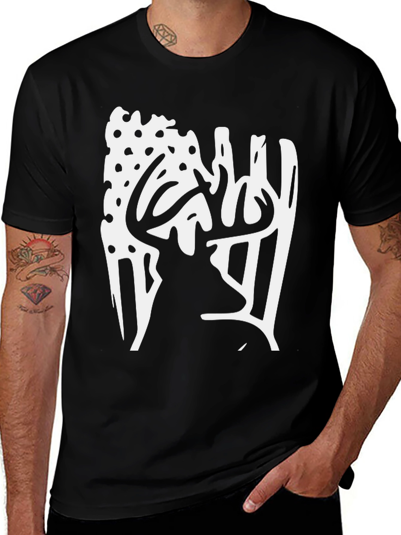 Variant 6 of Deer Hunter USA Flag Black T-Shirt