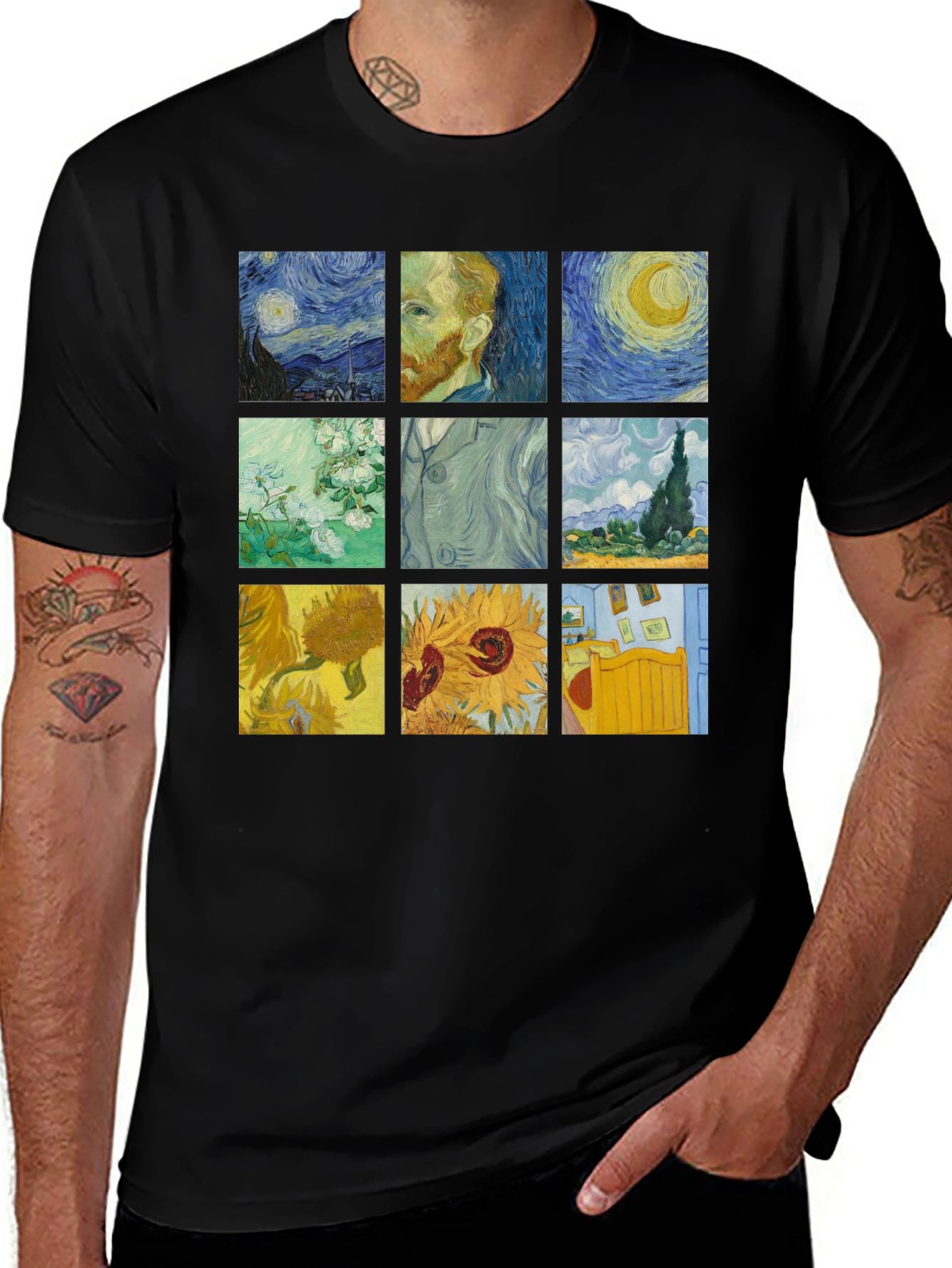Artistic Van Gogh Paintings Black T-Shirt