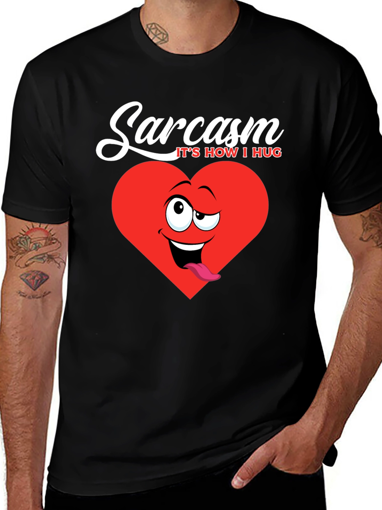 Variant 20 of Sarcasm Heart T-Shirt - It's How I Hug Graphic Tee