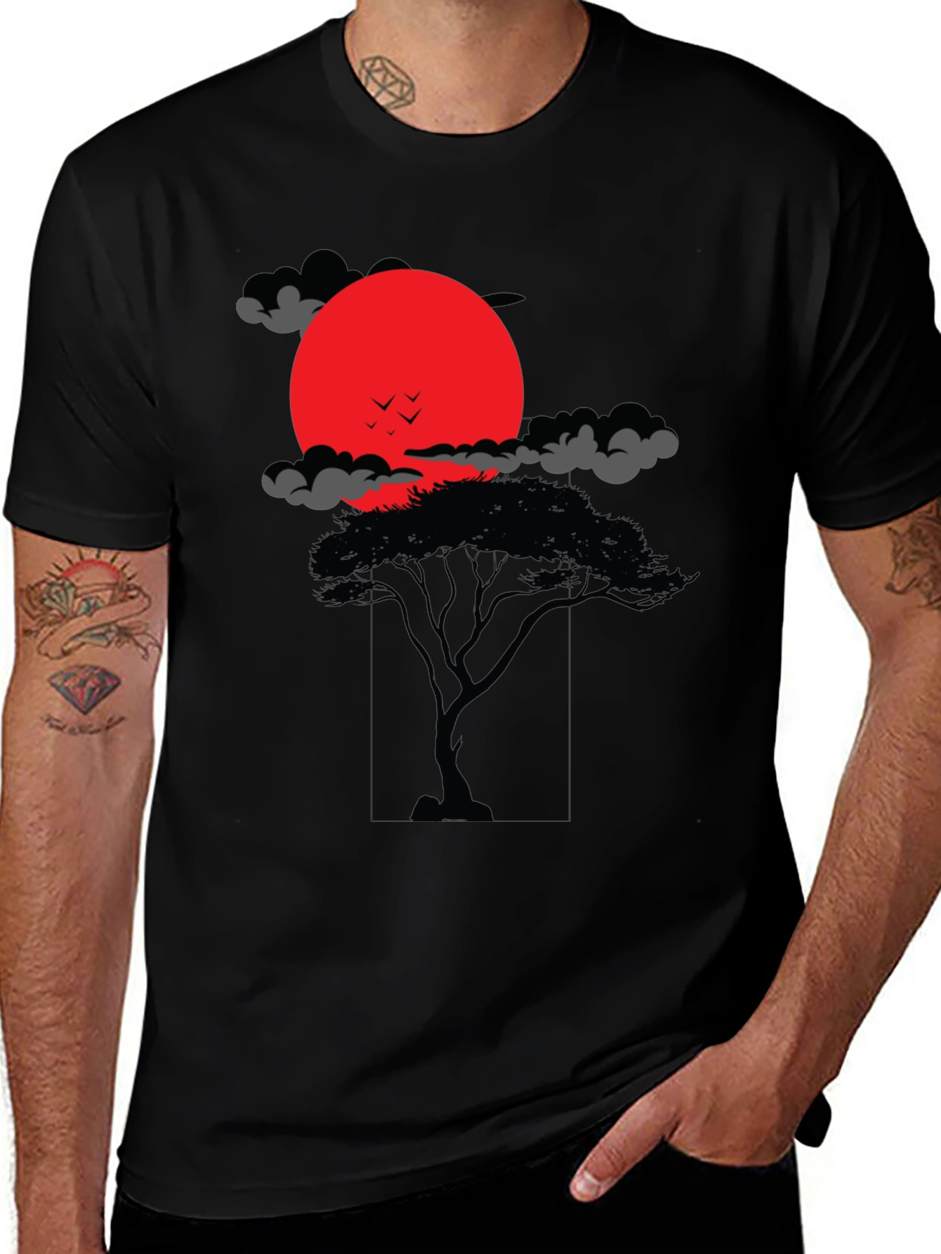 Variant 22 of Sunset Tree Graphic Tee - Stylish Casual Wear