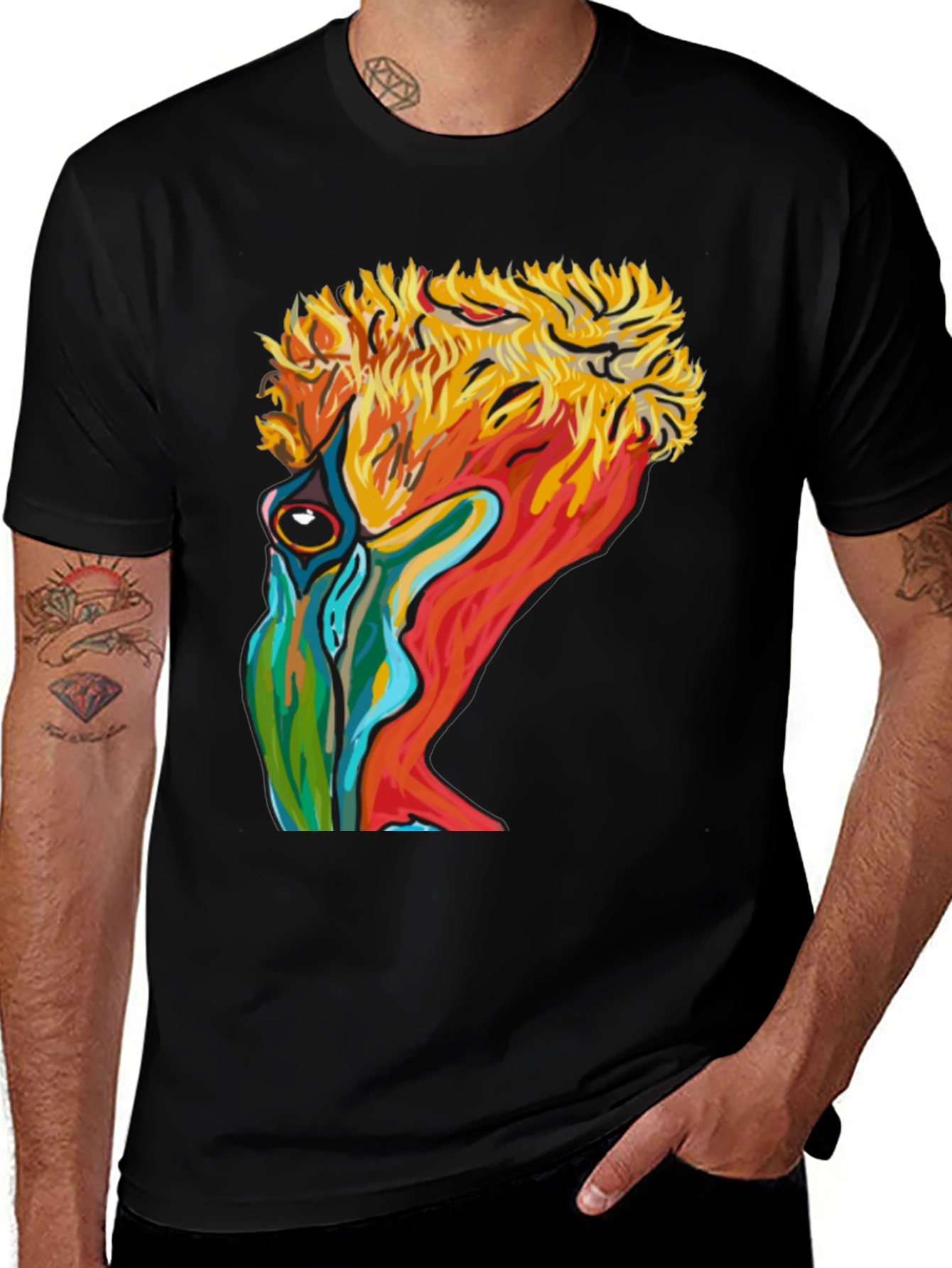 Variant 19 of Abstract Art Graphic Tee - Men's Black T-Shirt