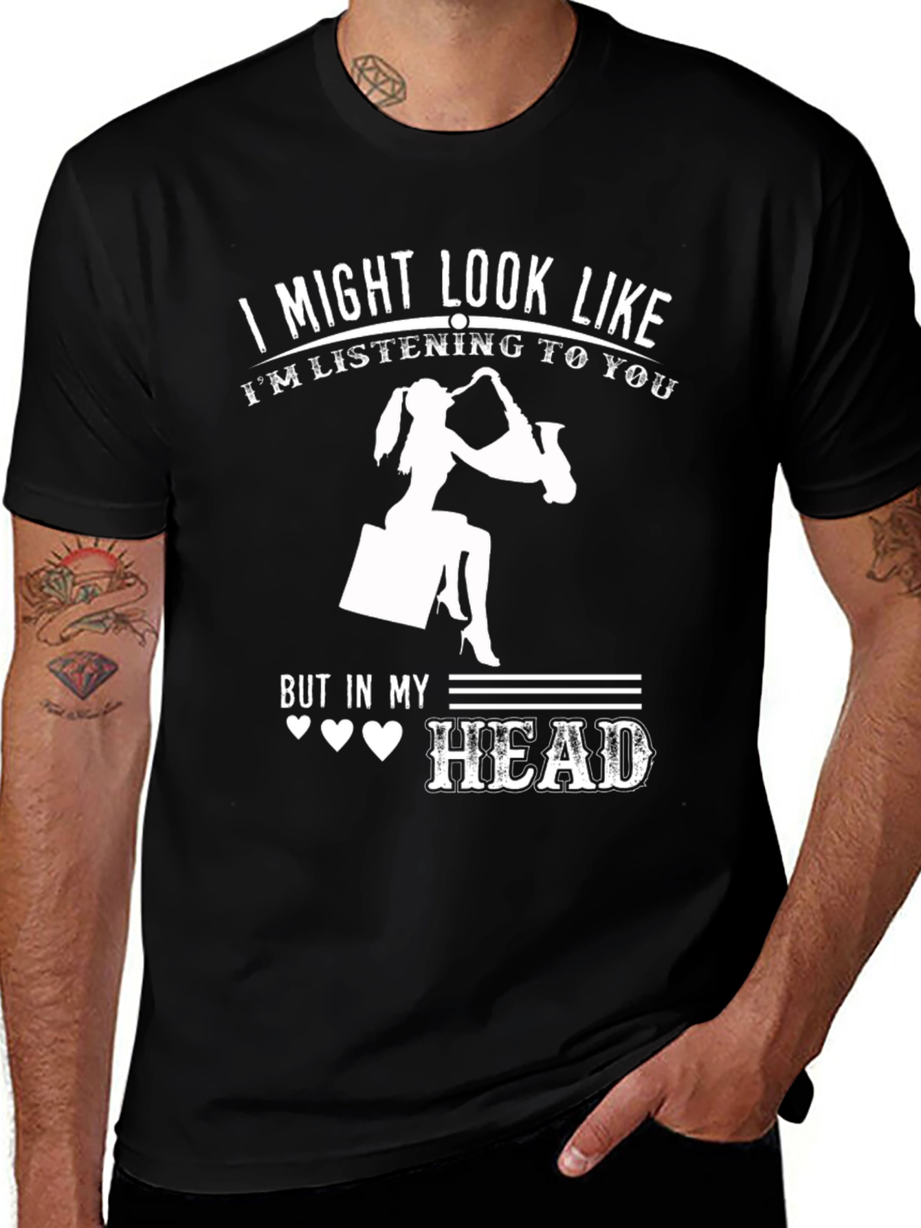 Variant 18 of Saxophone Lover T-Shirt - "In My Head" Design