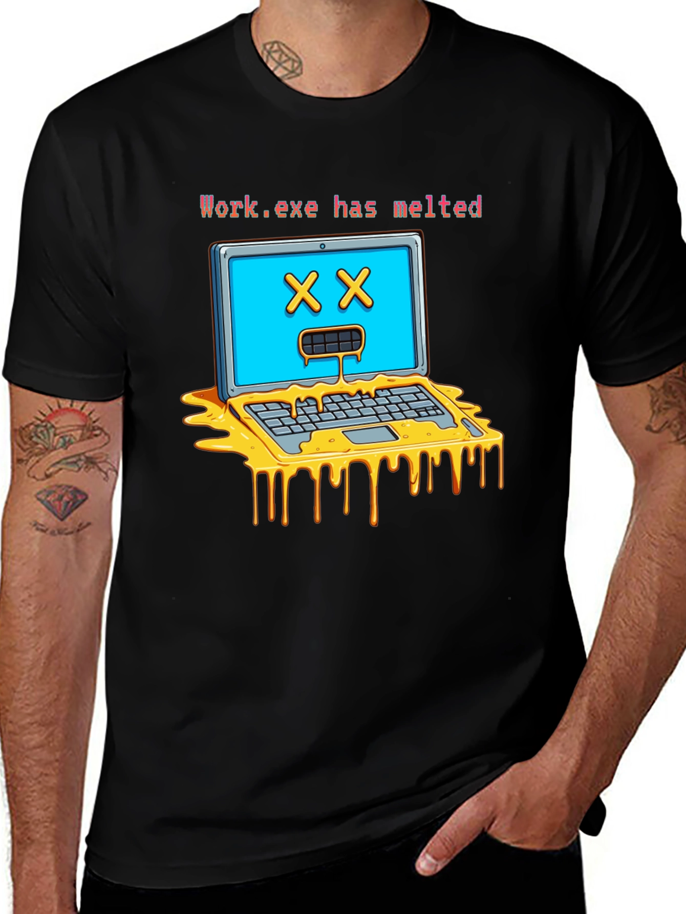 Variant 15 of Work.exe Melted Funny Graphic T-Shirt