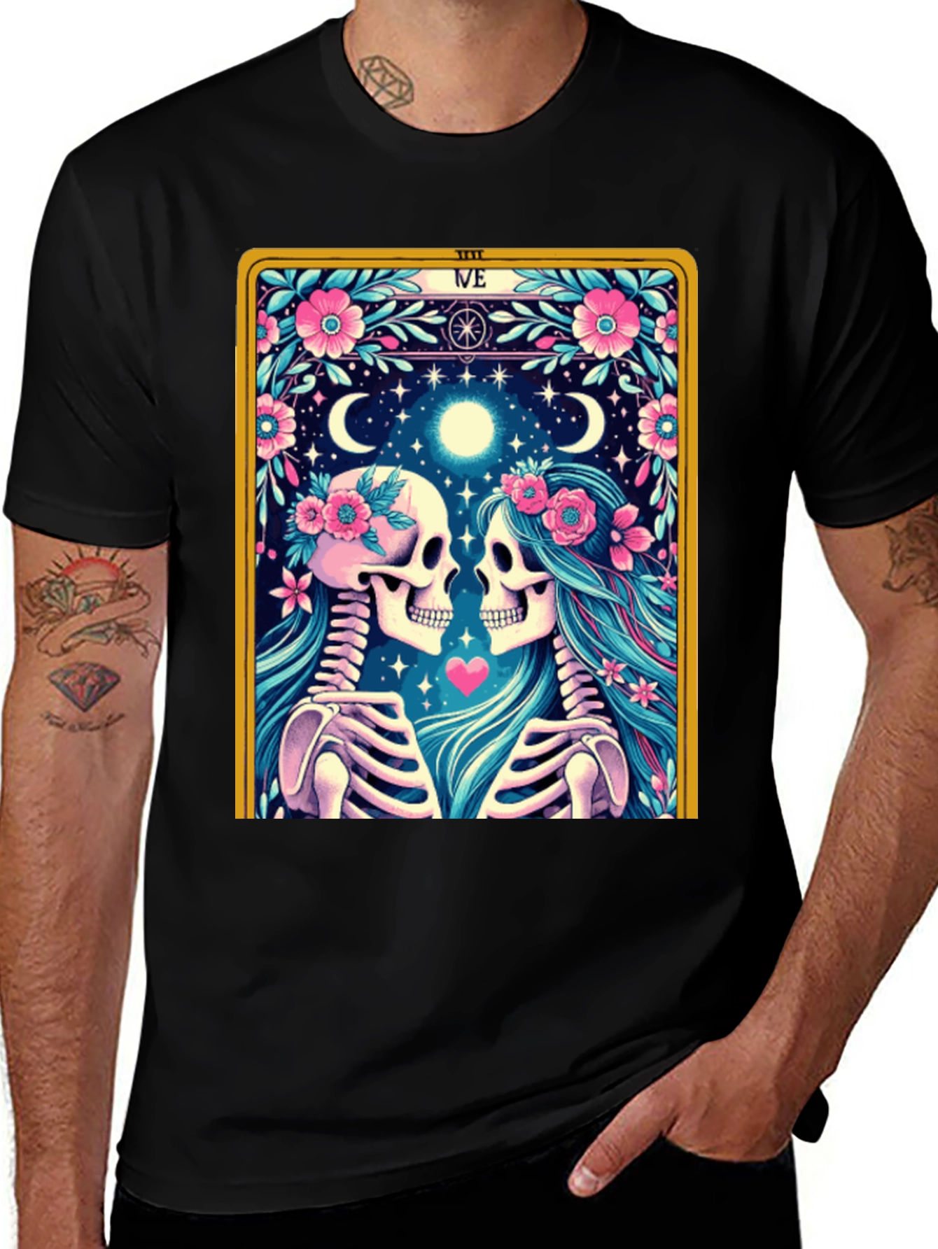 Variant 29 of Romantic Skeleton Tarot Card T-Shirt