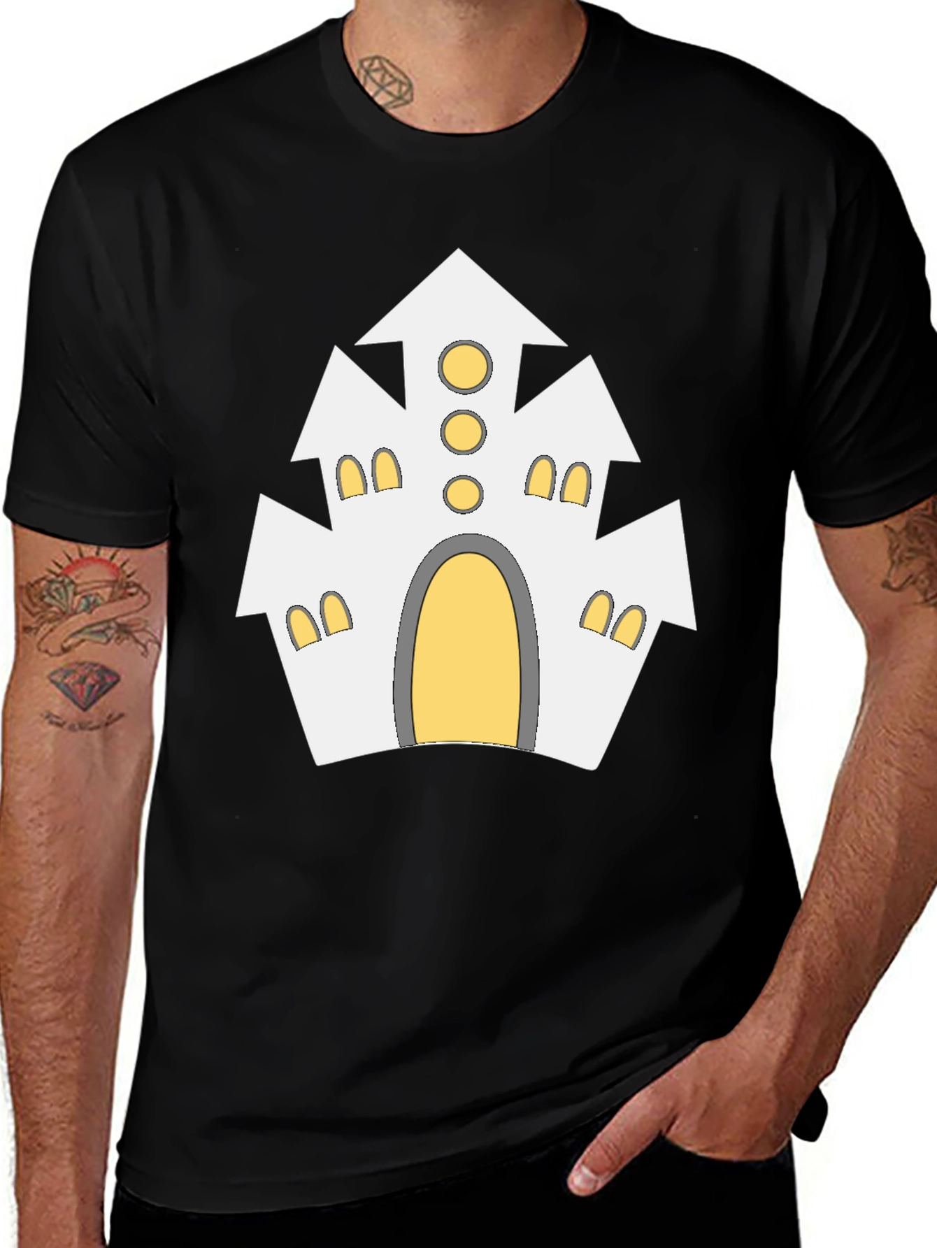 Variant 19 of Ghost House Graphic Tee - Black