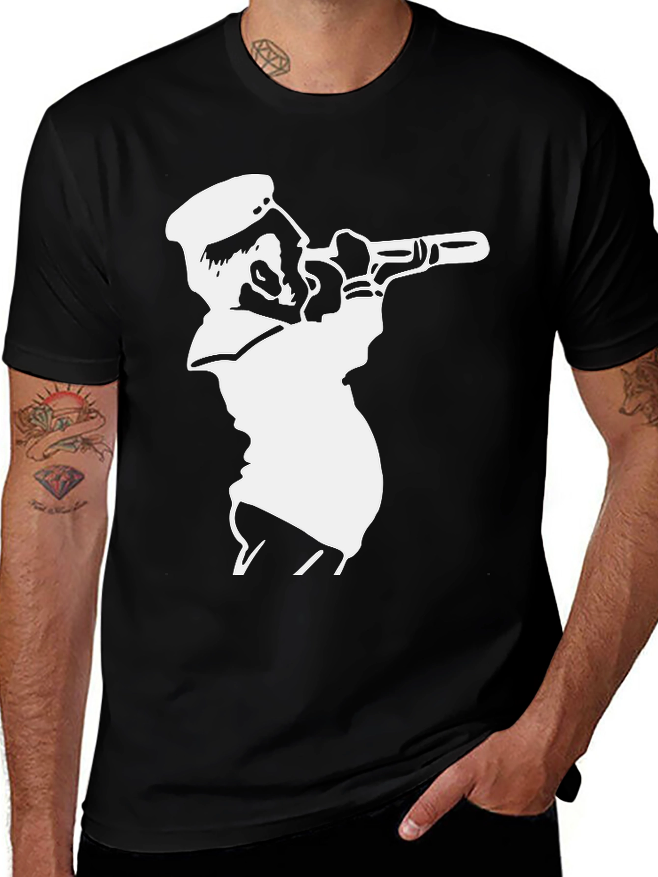 Variant 20 of Nautical Sailor Graphic Black T-Shirt