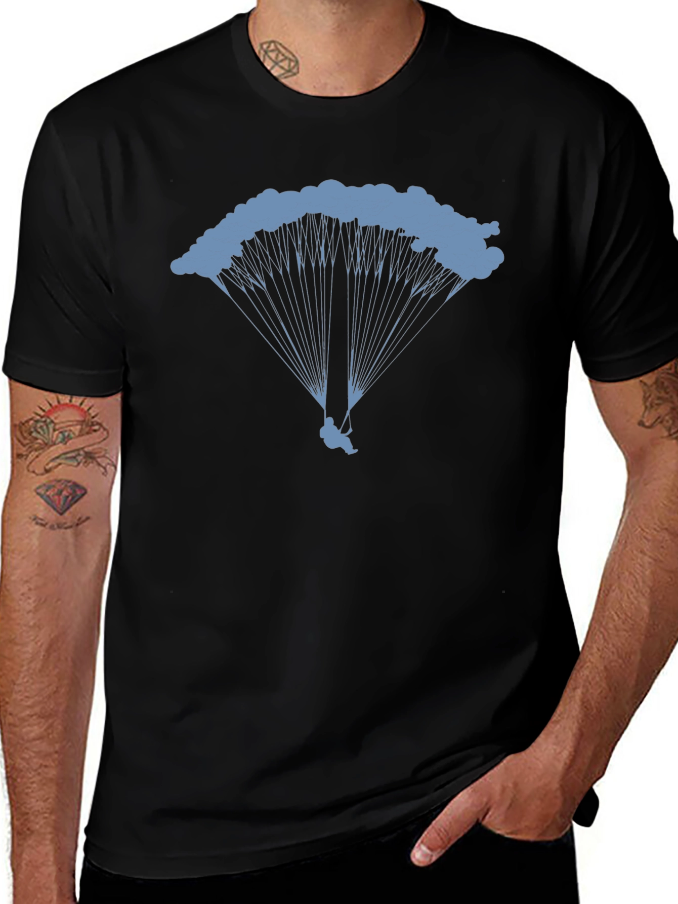 Variant 17 of Skydiving Graphic Tee - Black Cotton T-Shirt