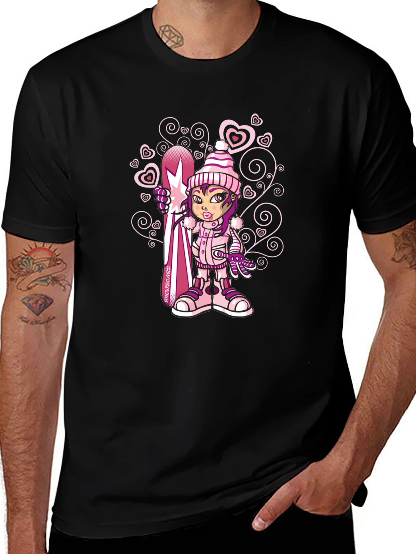 Variant 21 of Cartoon Snowboard Girl Graphic Tee