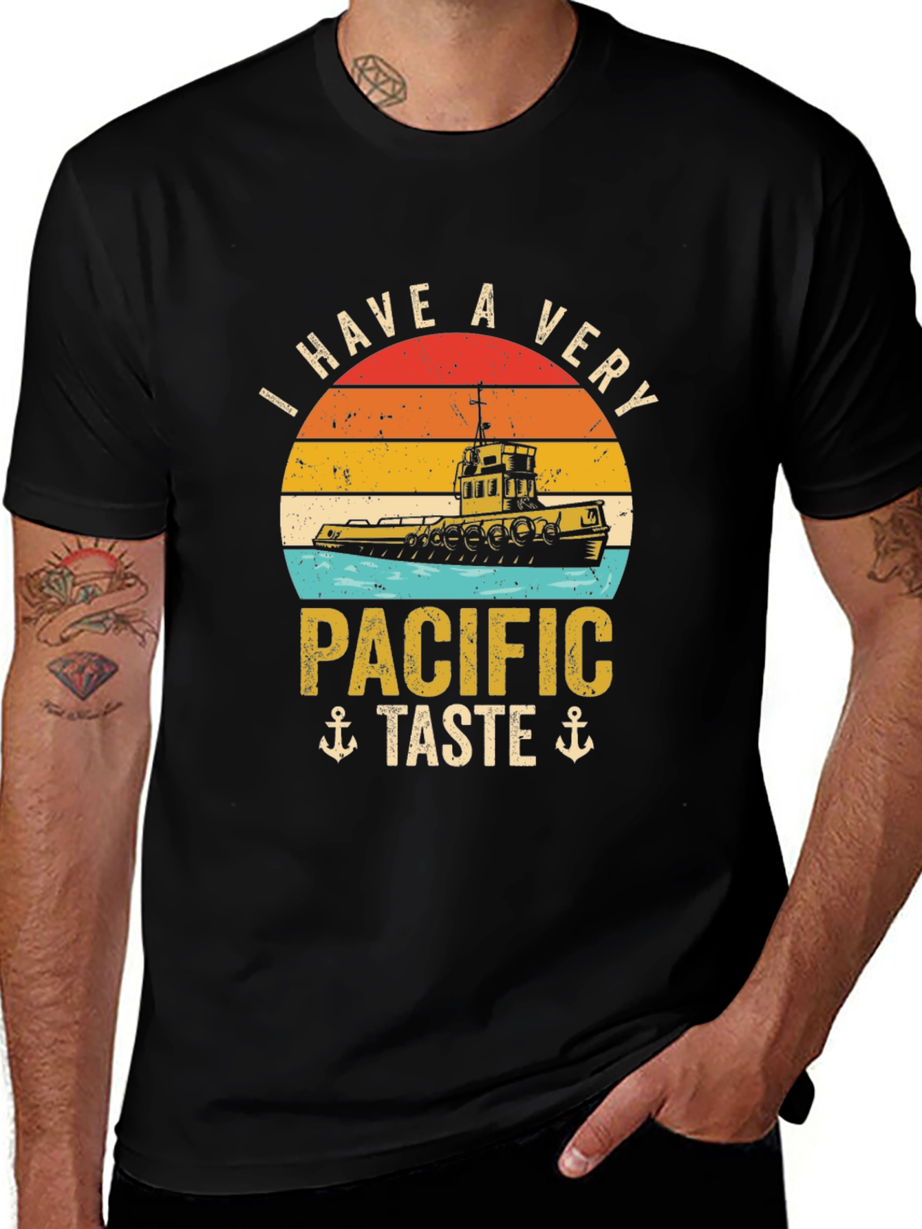 Variant 30 of Pacific Taste Boat Graphic Tee - Vintage Style