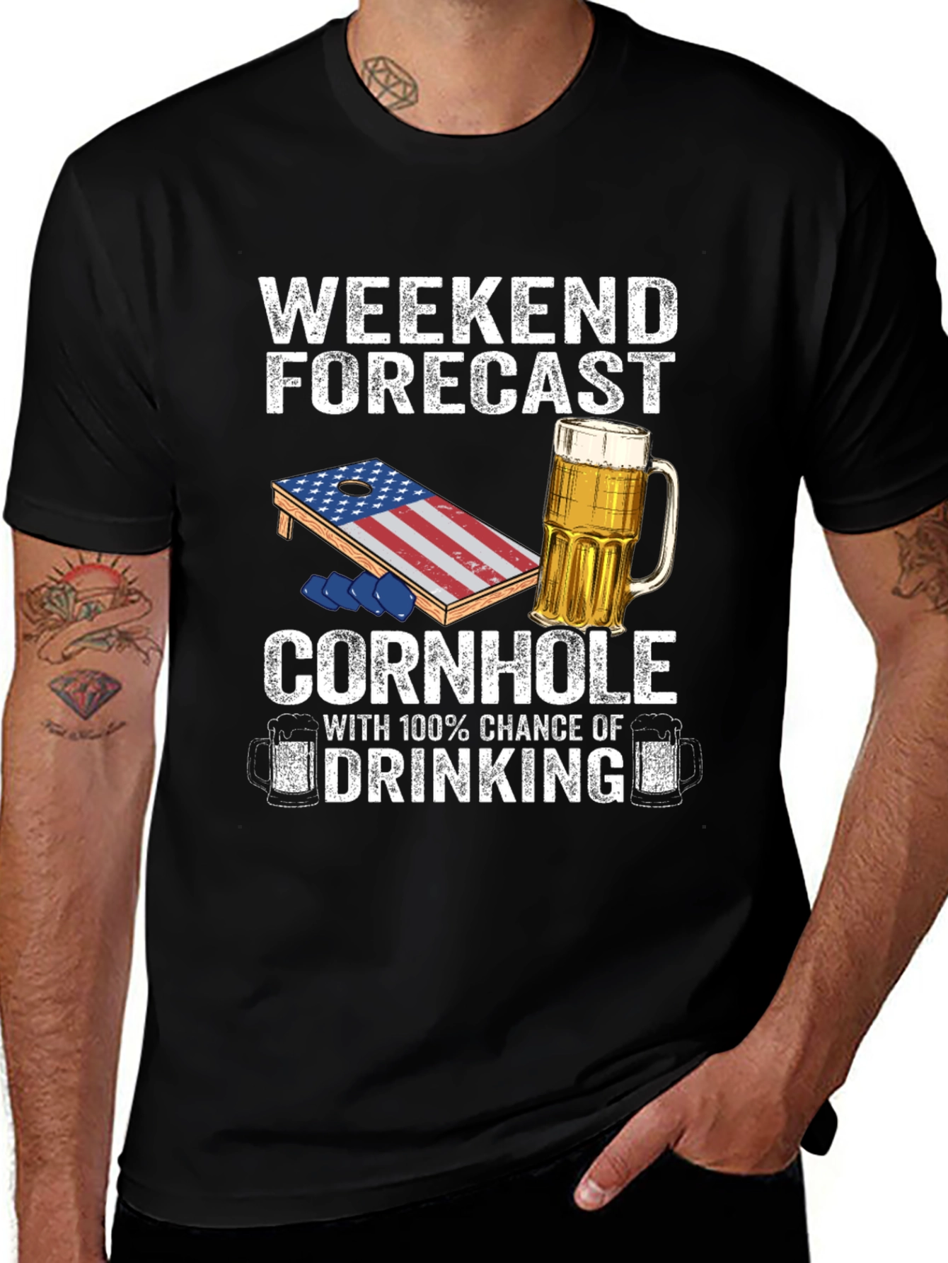 Variant 23 of Weekend Forecast Cornhole & Drinking T-Shirt
