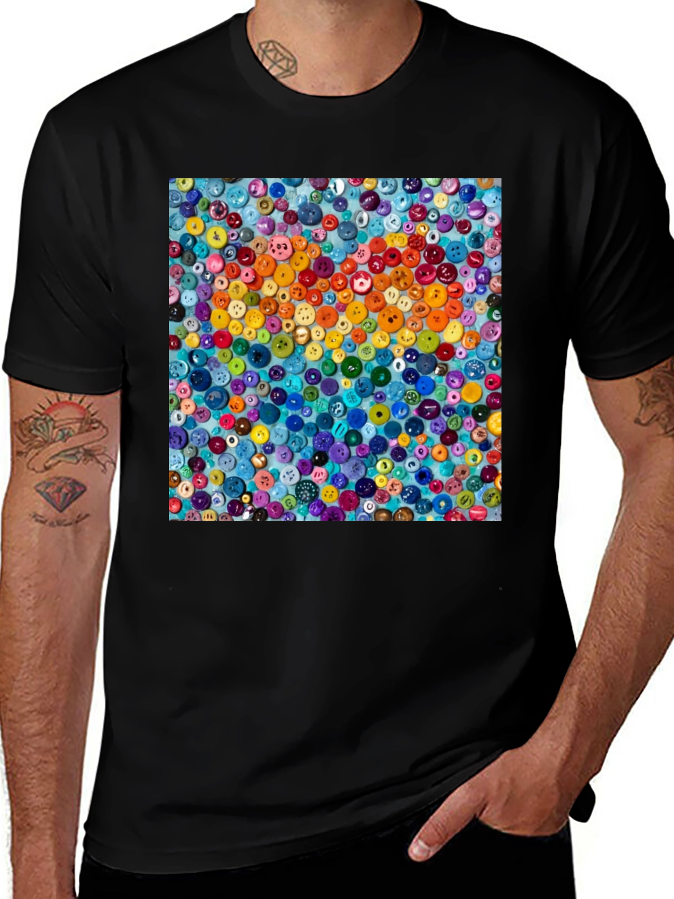 Colorful Button Art T-Shirt
