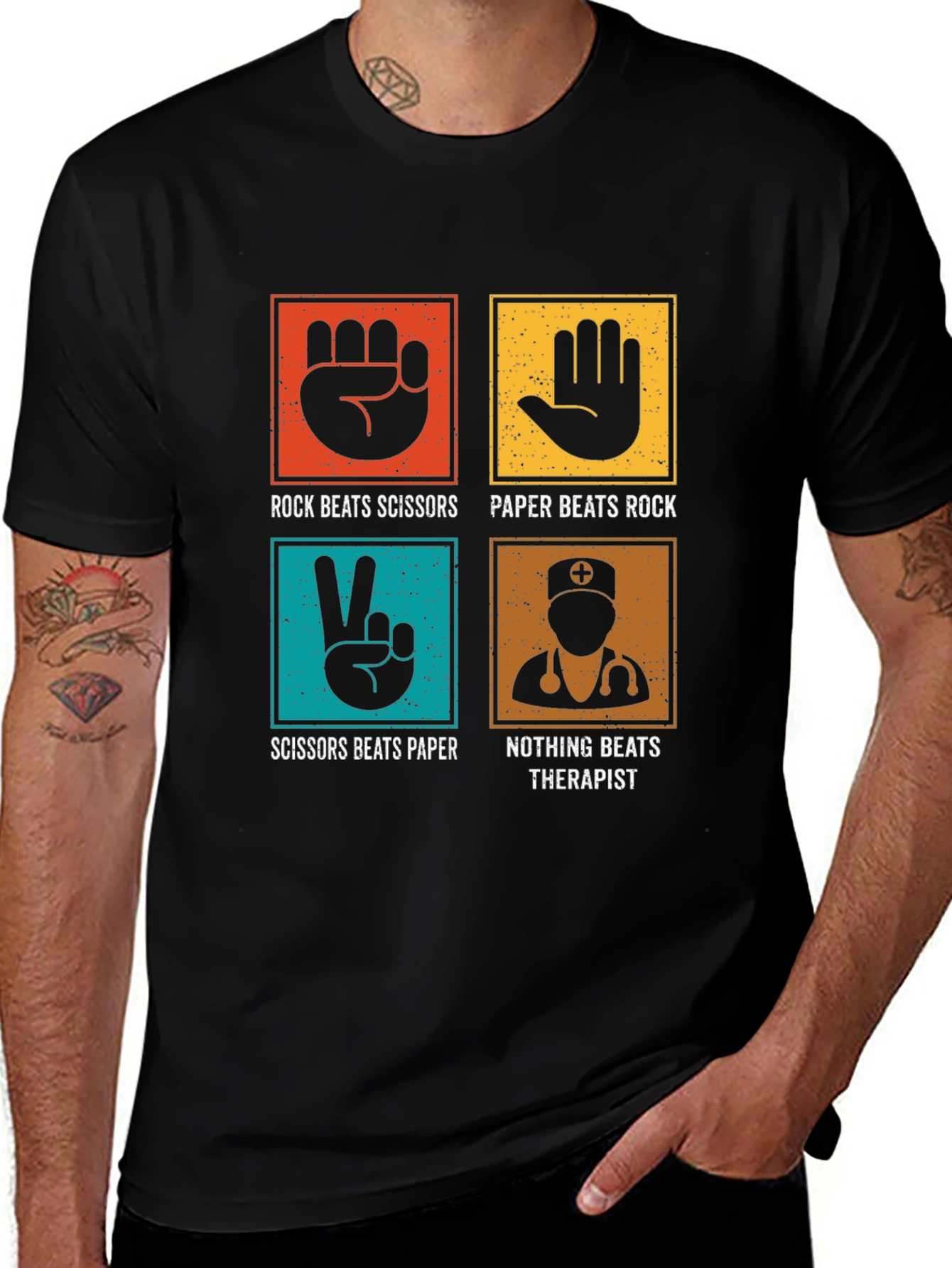Variant 22 of Rock Paper Scissors Therapist Graphic Tee