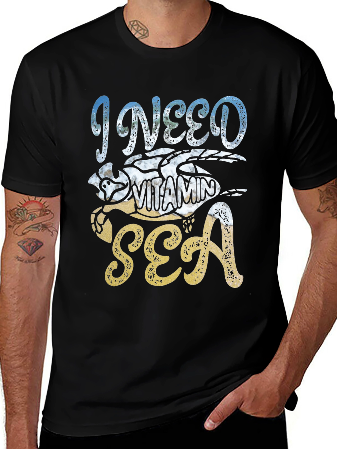 Variant 28 of I Need Vitamin Sea Turtle Graphic T-Shirt