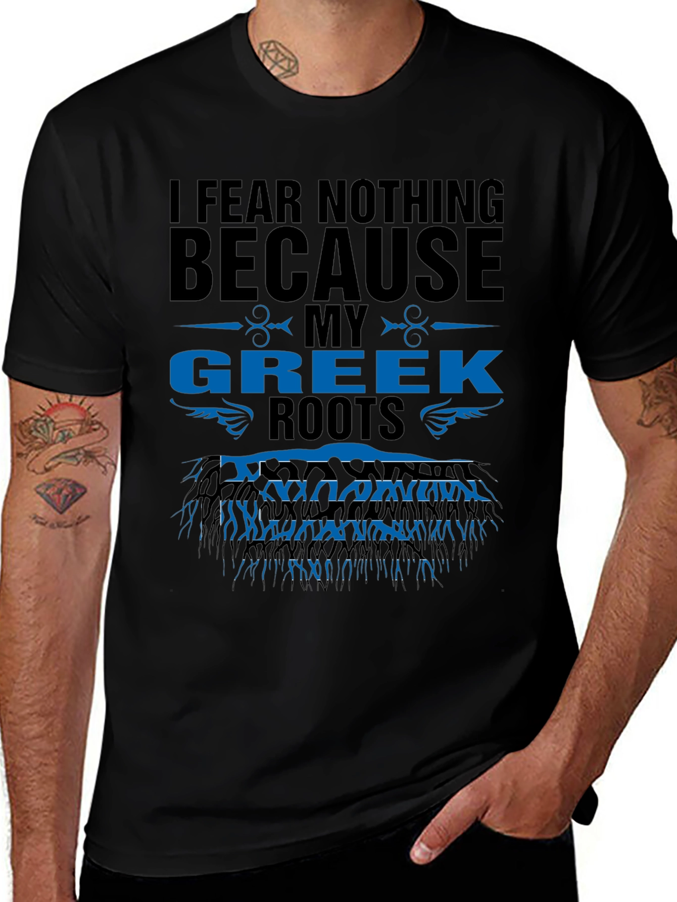 Variant 27 of I Fear Nothing Greek Roots T-Shirt
