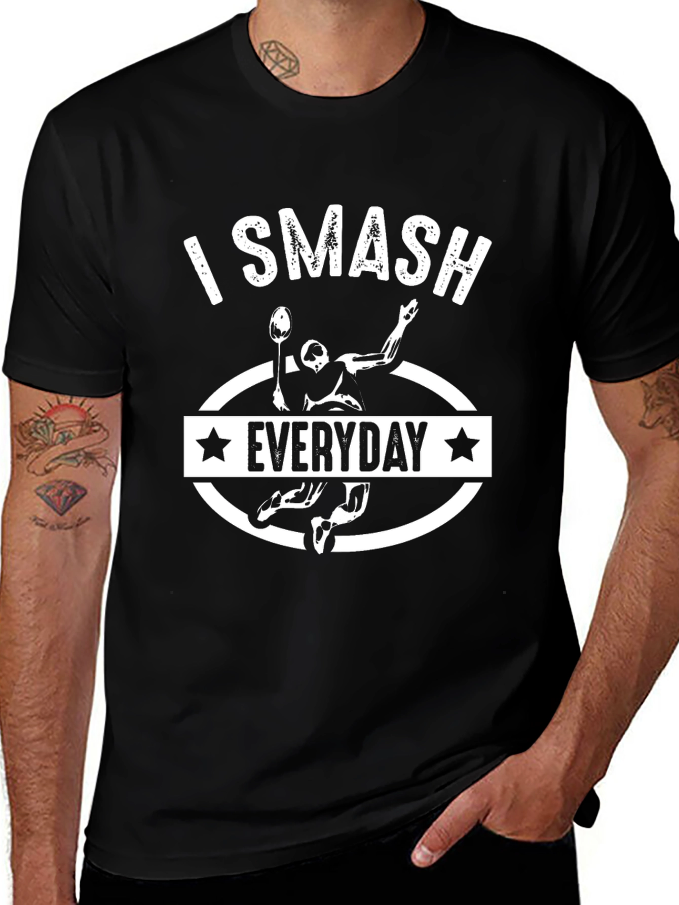 Variant 16 of I Smash Everyday Badminton T-Shirt - Black