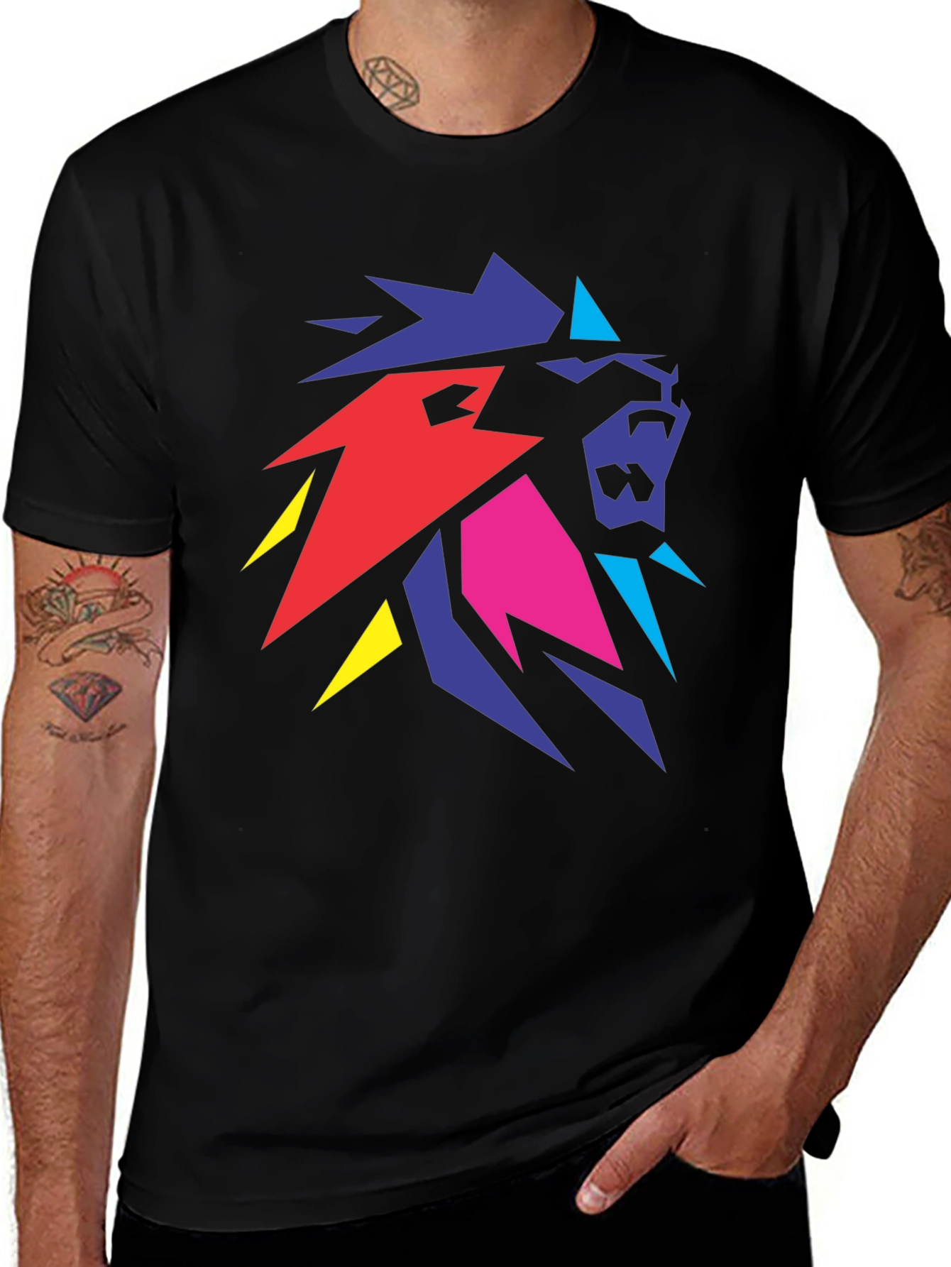 Variant 24 of Geometric Lion Graphic Print T-Shirt
