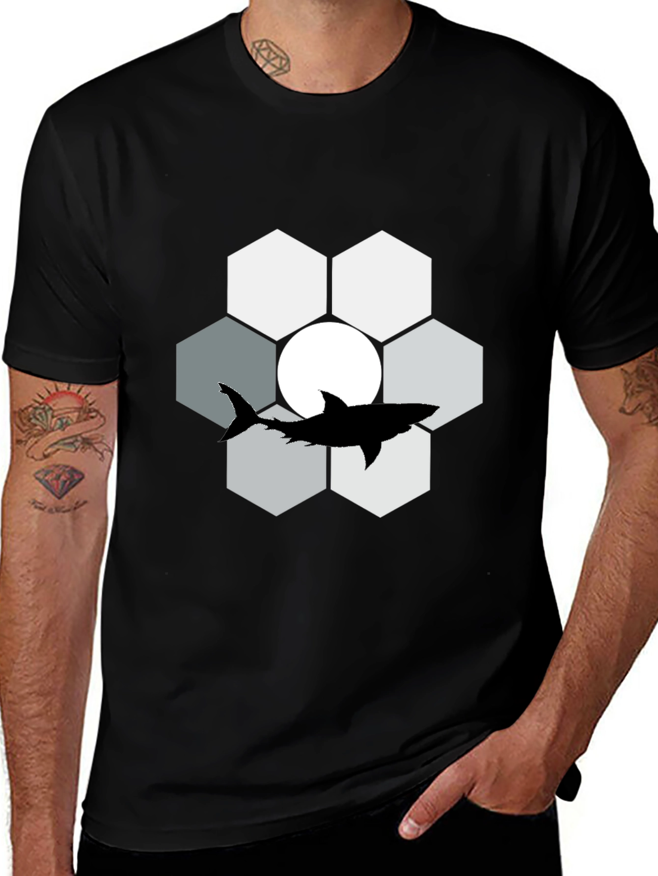 Variant 10 of Shark Hexagon Graphic Tee