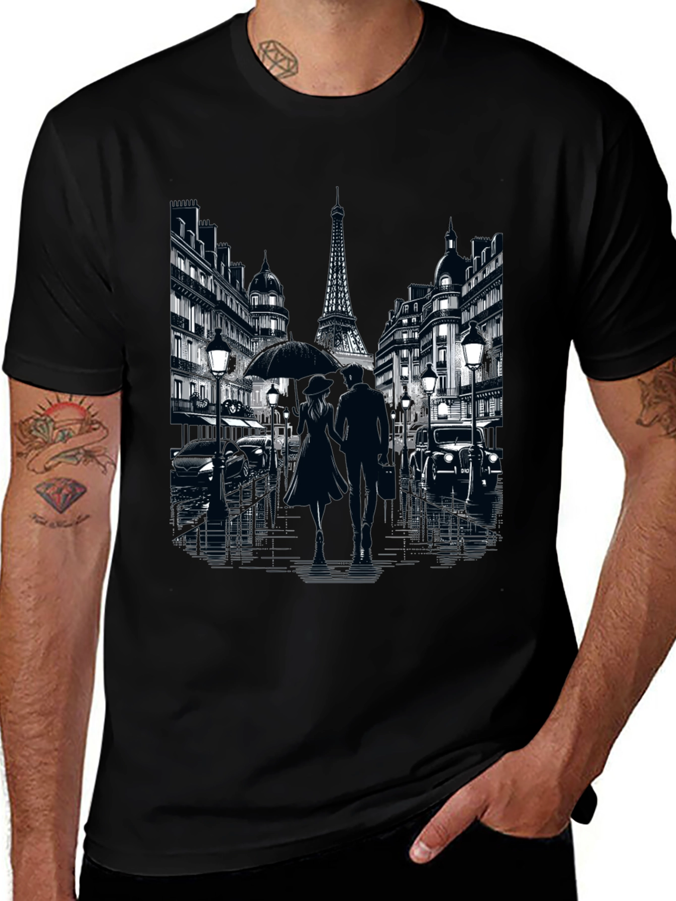 Variant 13 of Paris Romance Graphic T-Shirt - Eiffel Tower Cityscape Tee