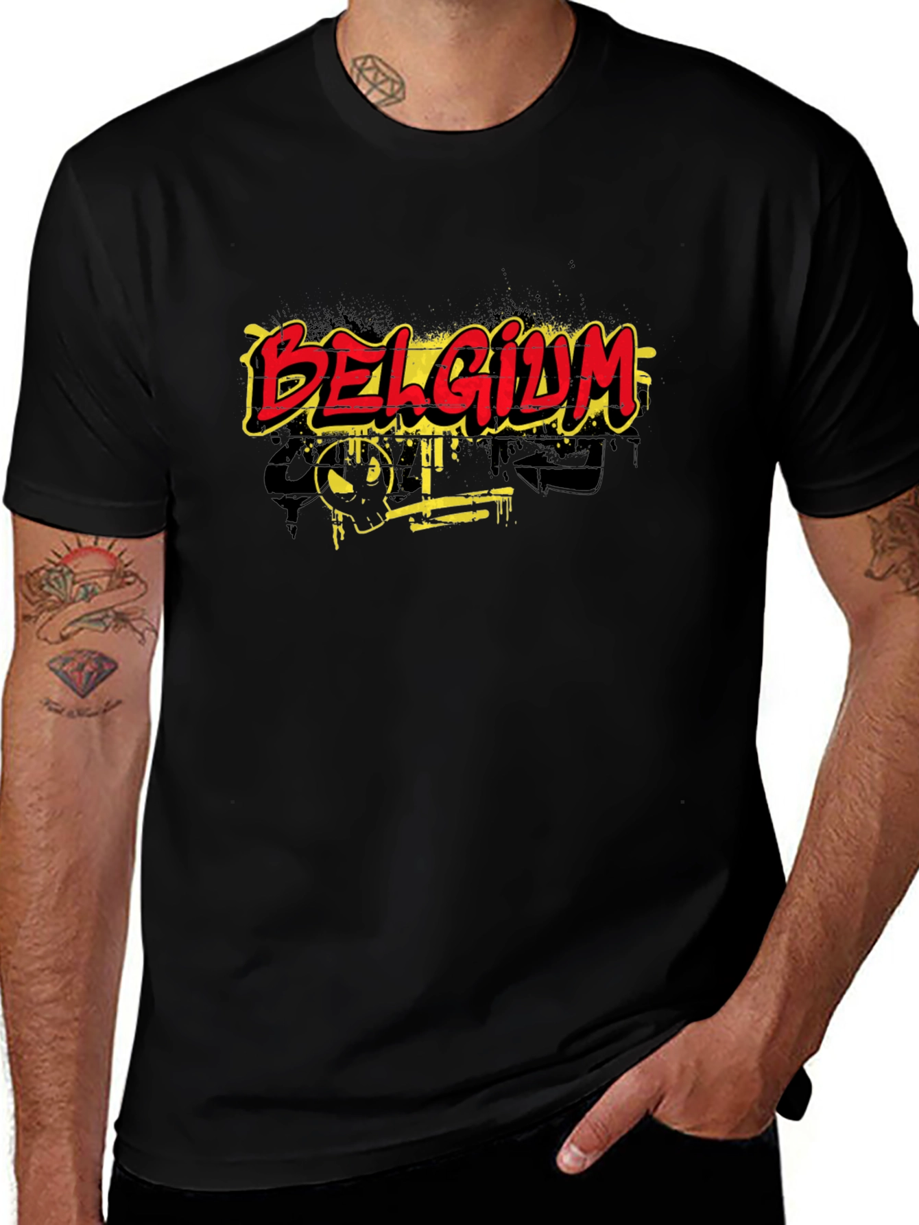 Belgium Graphic Print Black T-Shirt