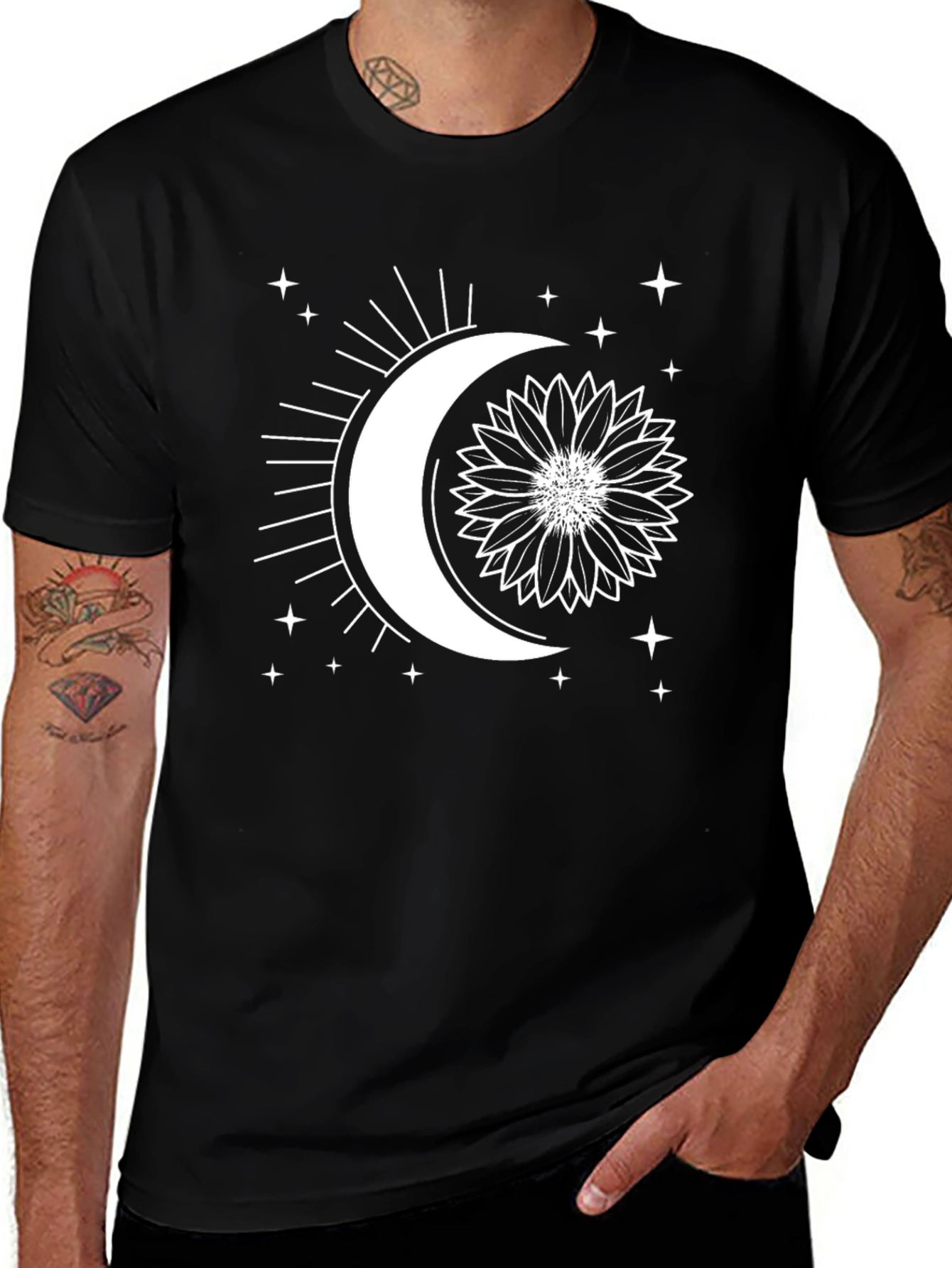Variant 11 of Moonflower Graphic Tee - Black