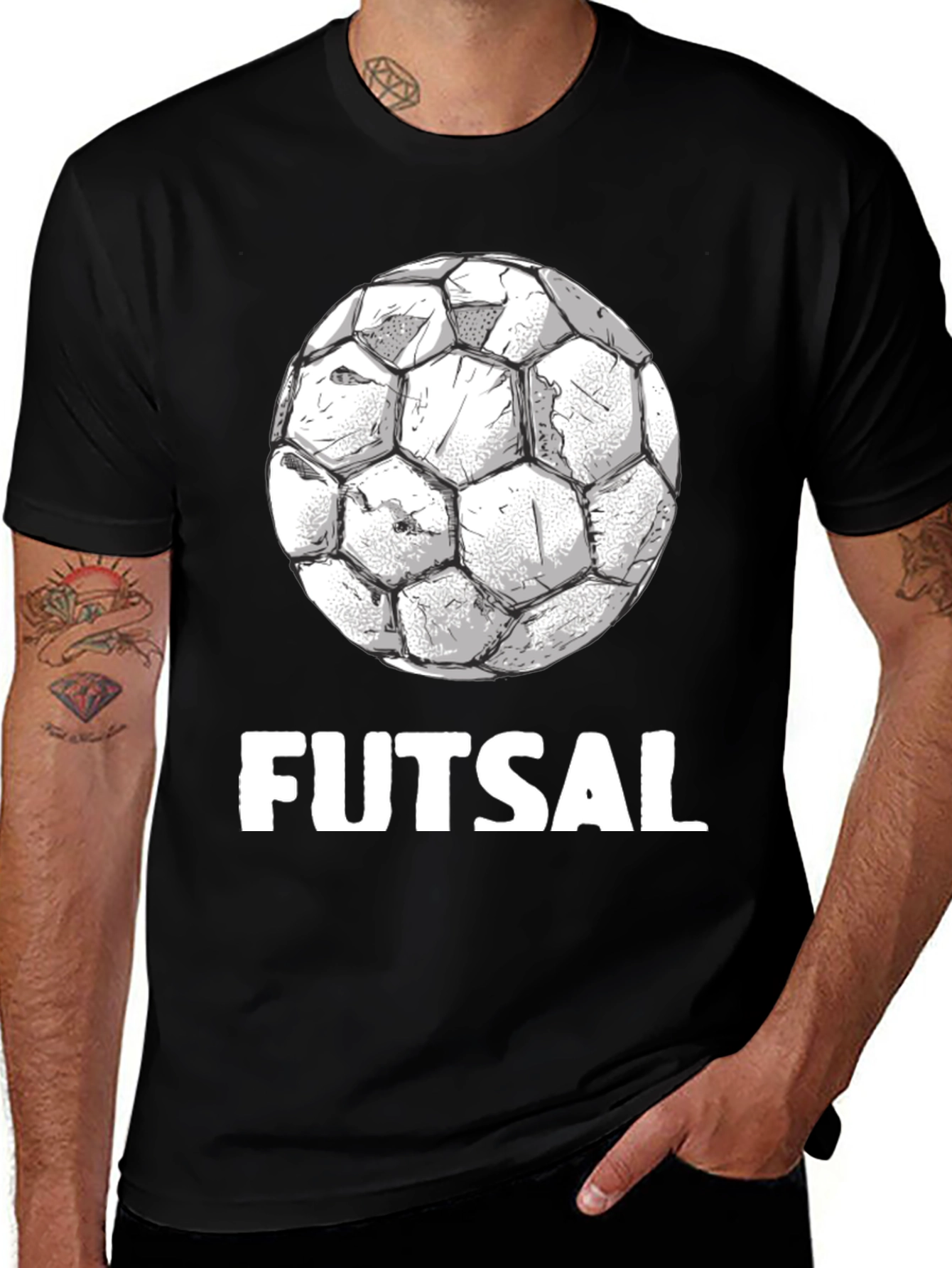 Variant 26 of Futsal Graphic Tee - Black Cotton Soccer Shirt