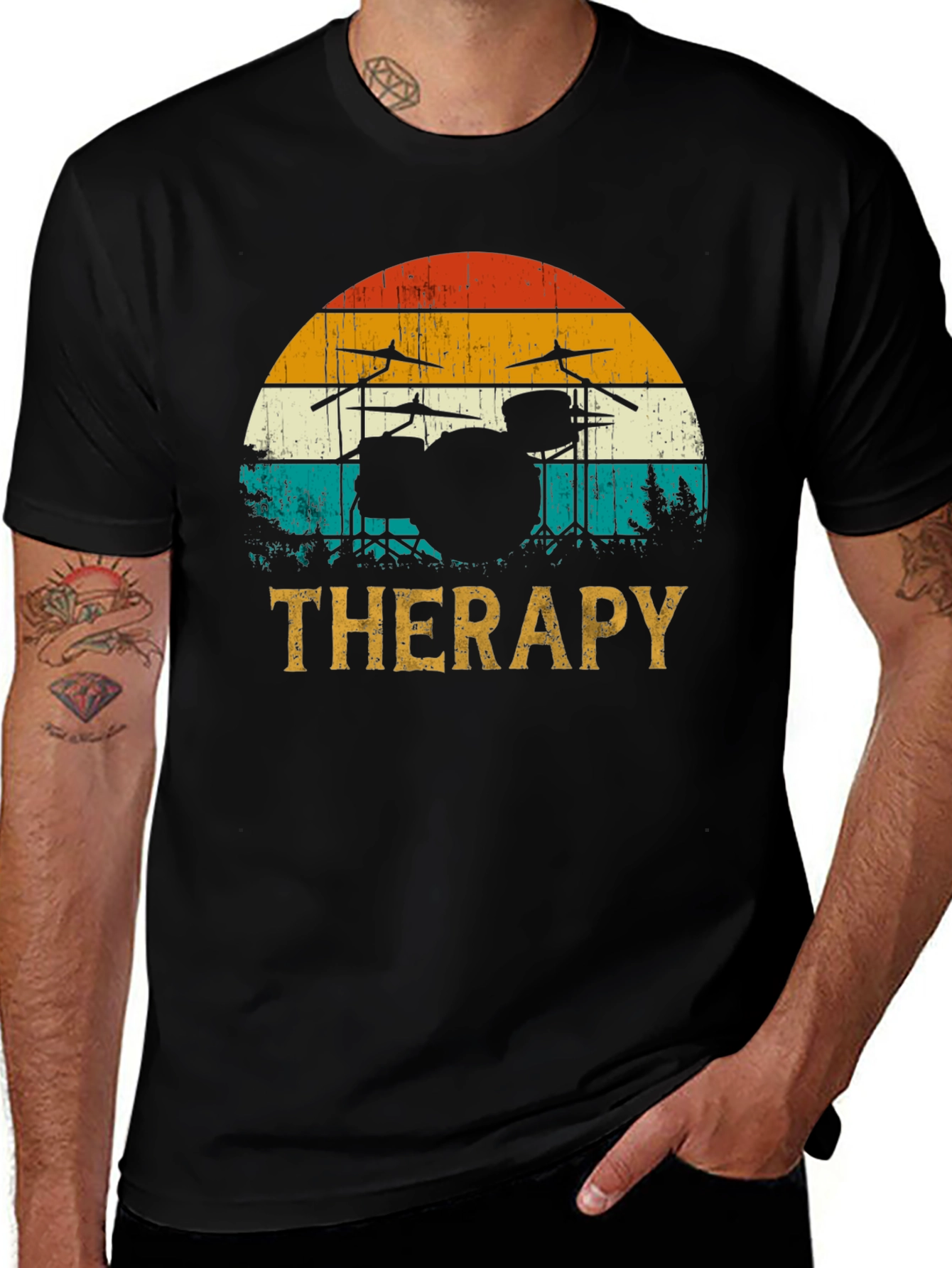 Variant 8 of Drum Set Therapy T-Shirt - Music Lover's Tee
