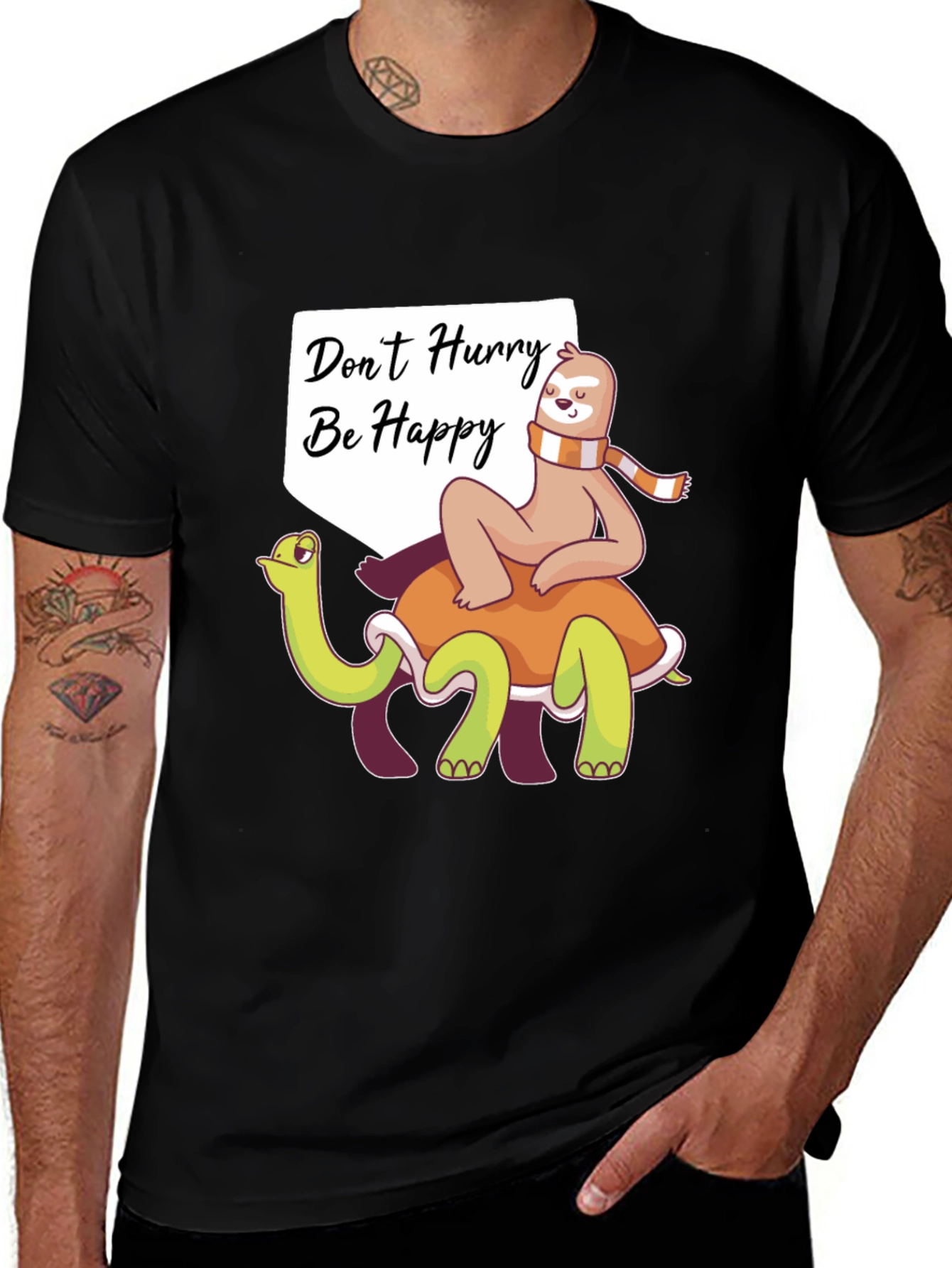 Variant 21 of Don't Hurry Be Happy Sloth Turtle T-Shirt