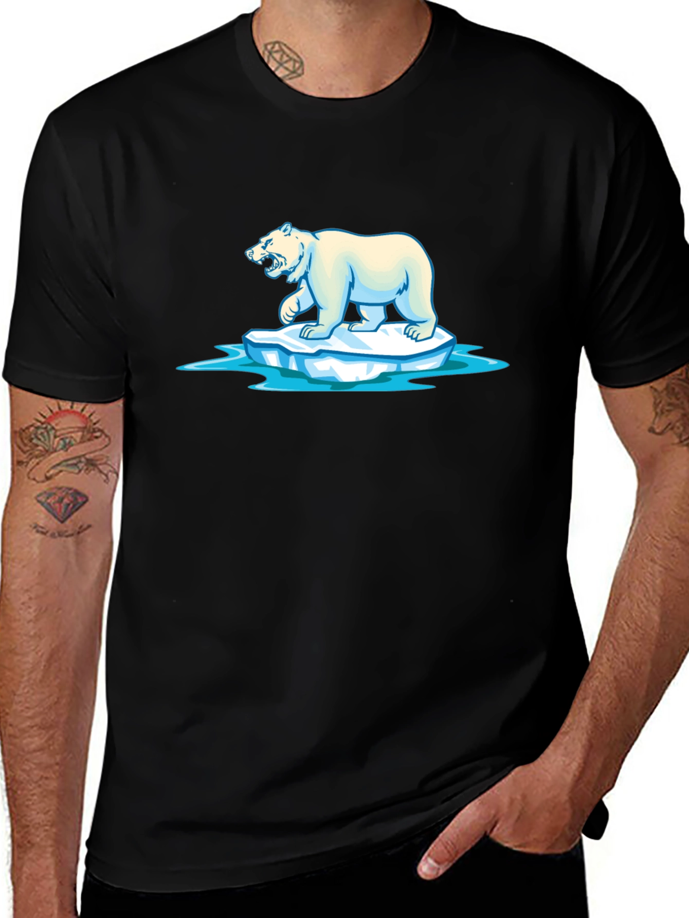 Variant 12 of Polar Bear on Iceberg Graphic Tee - Black