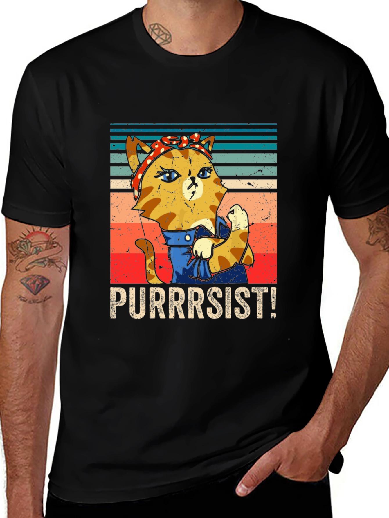 Variant 11 of Purrrsist Cat T-Shirt - Retro Style