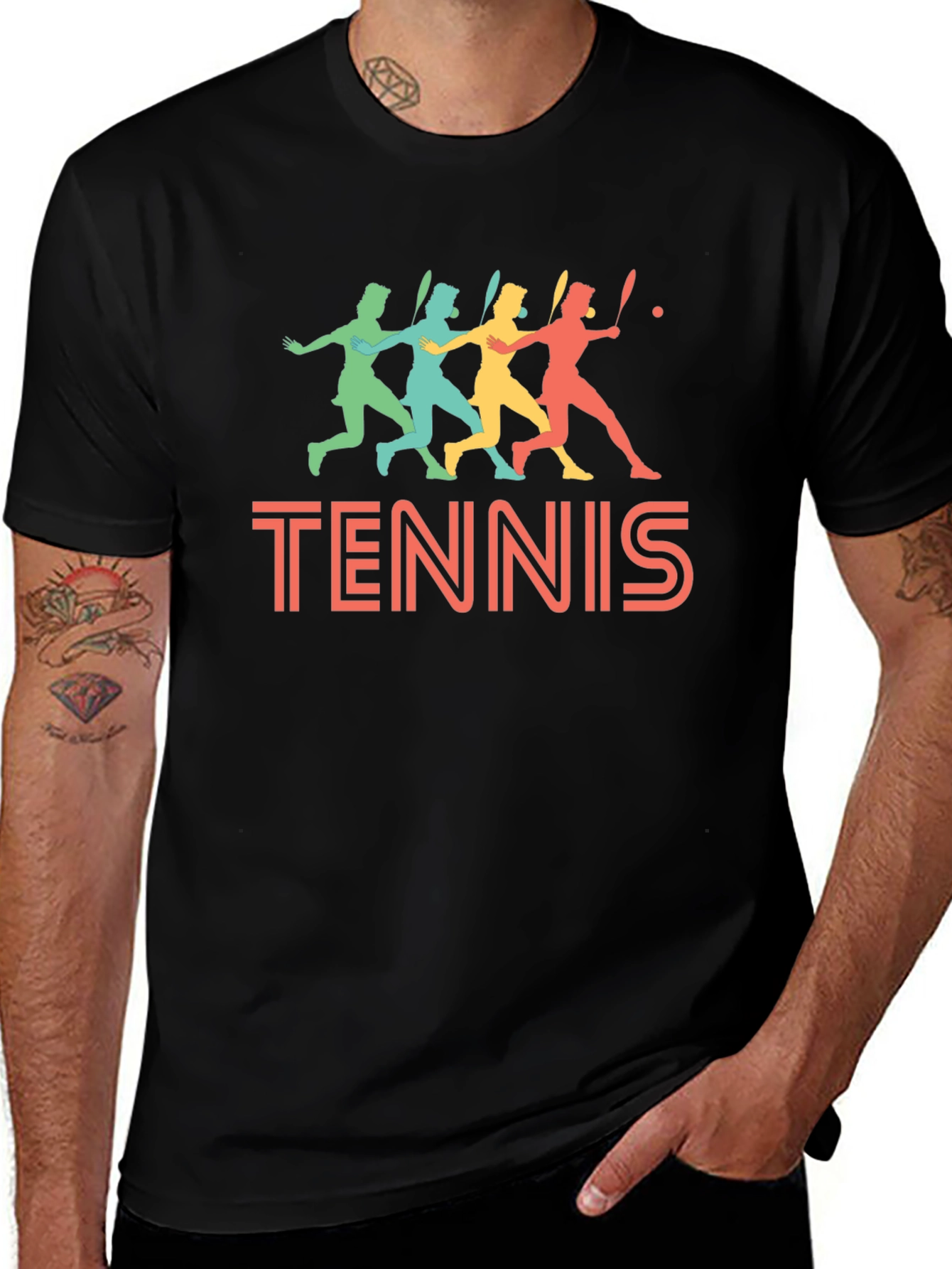 Variant 26 of Retro Tennis Player Graphic T-Shirt