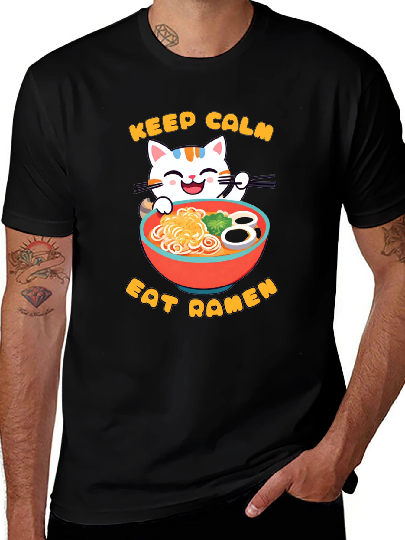 Variant 29 of Keep Calm Eat Ramen T-Shirt - Cute Cat Design