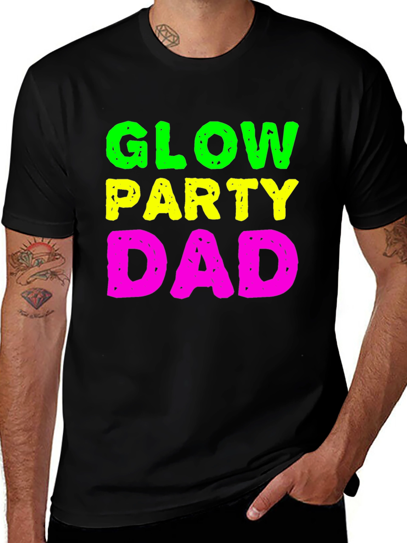 Glow Party Dad Graphic T-Shirt - Black