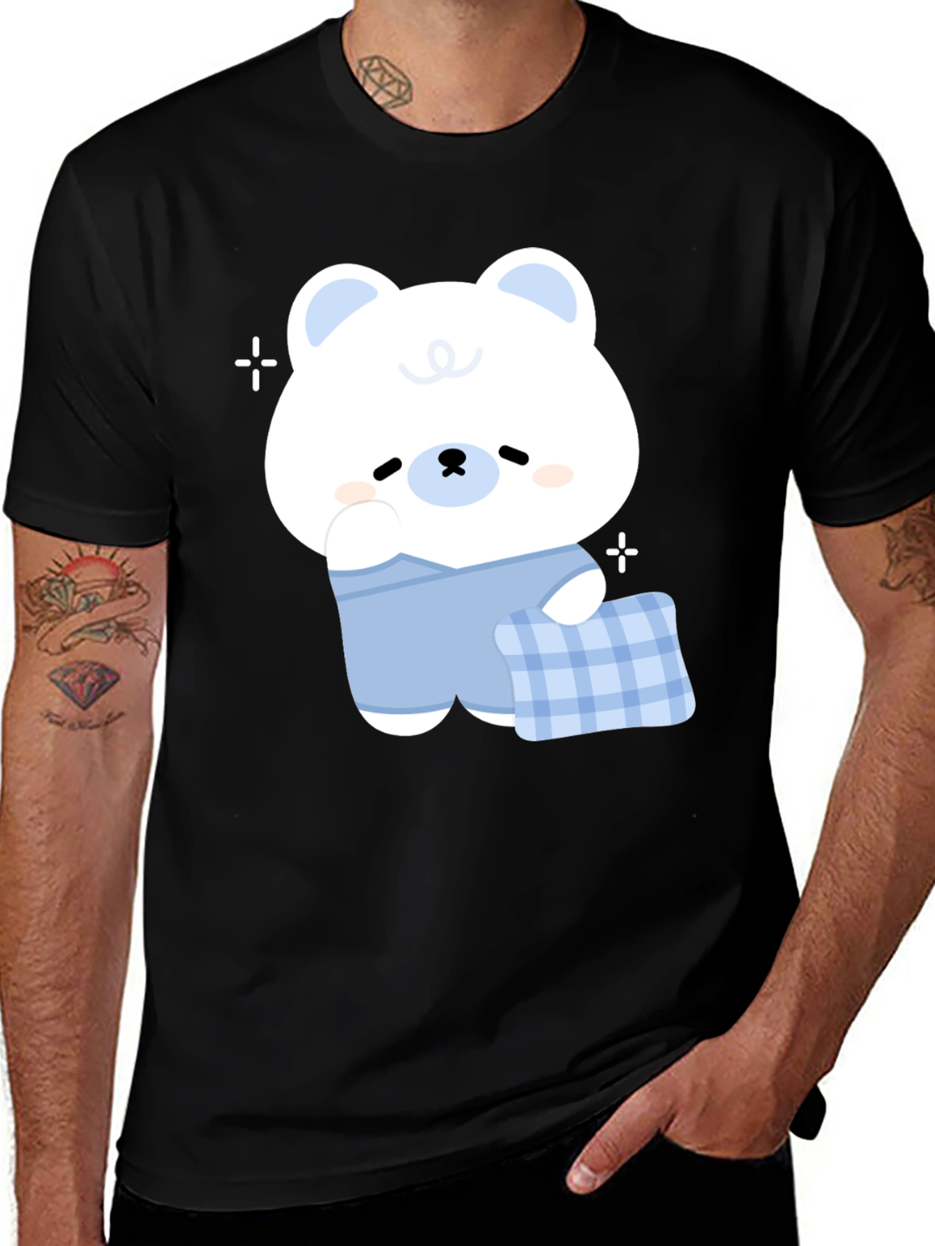 Variant 26 of Cute Cartoon Bear Graphic Black T-Shirt