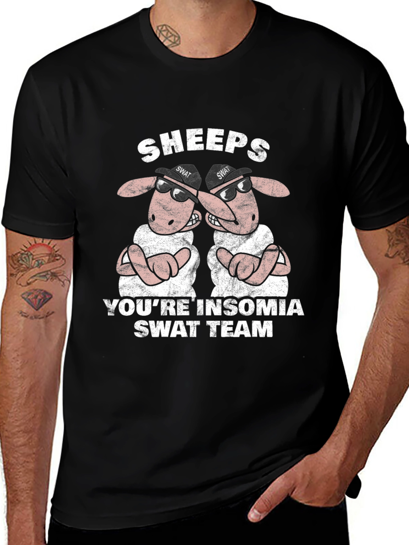 Variant 16 of Sheeps Insomnia SWAT Team Black T-Shirt