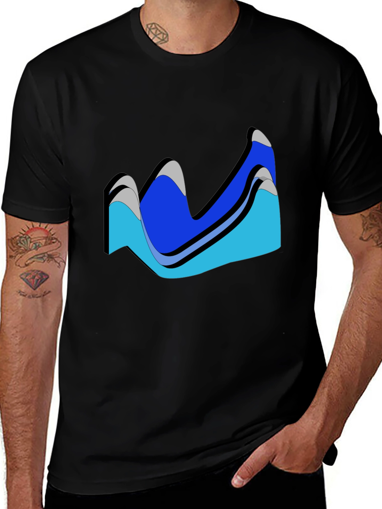 Variant 16 of Abstract Wave Design Black T-Shirt