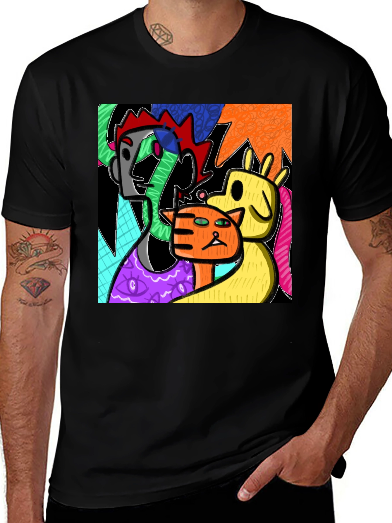 Abstract Art Graphic Print Crew Neck T-Shirt