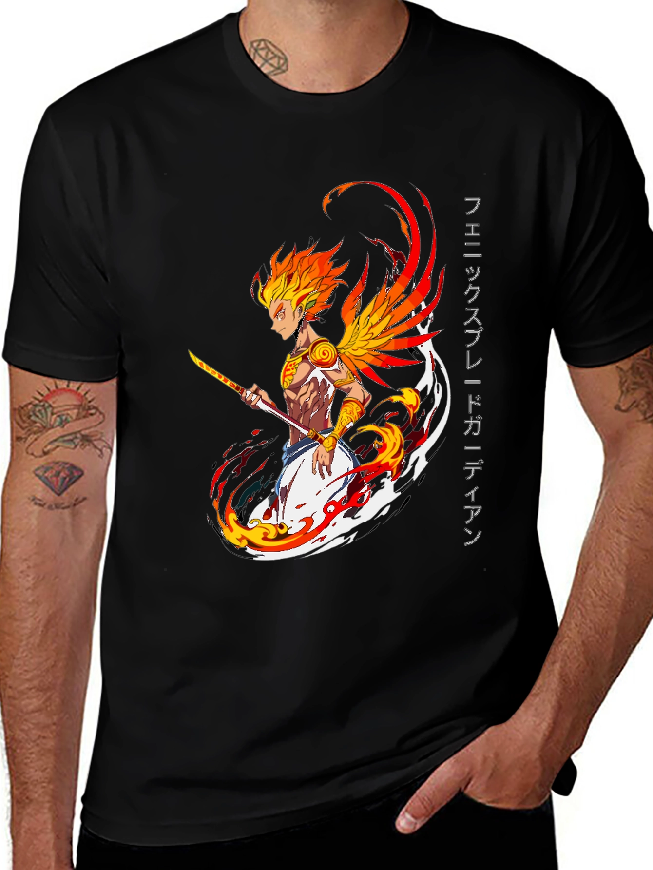 Variant 29 of Phoenix Guardian Graphic Tee - Anime Style
