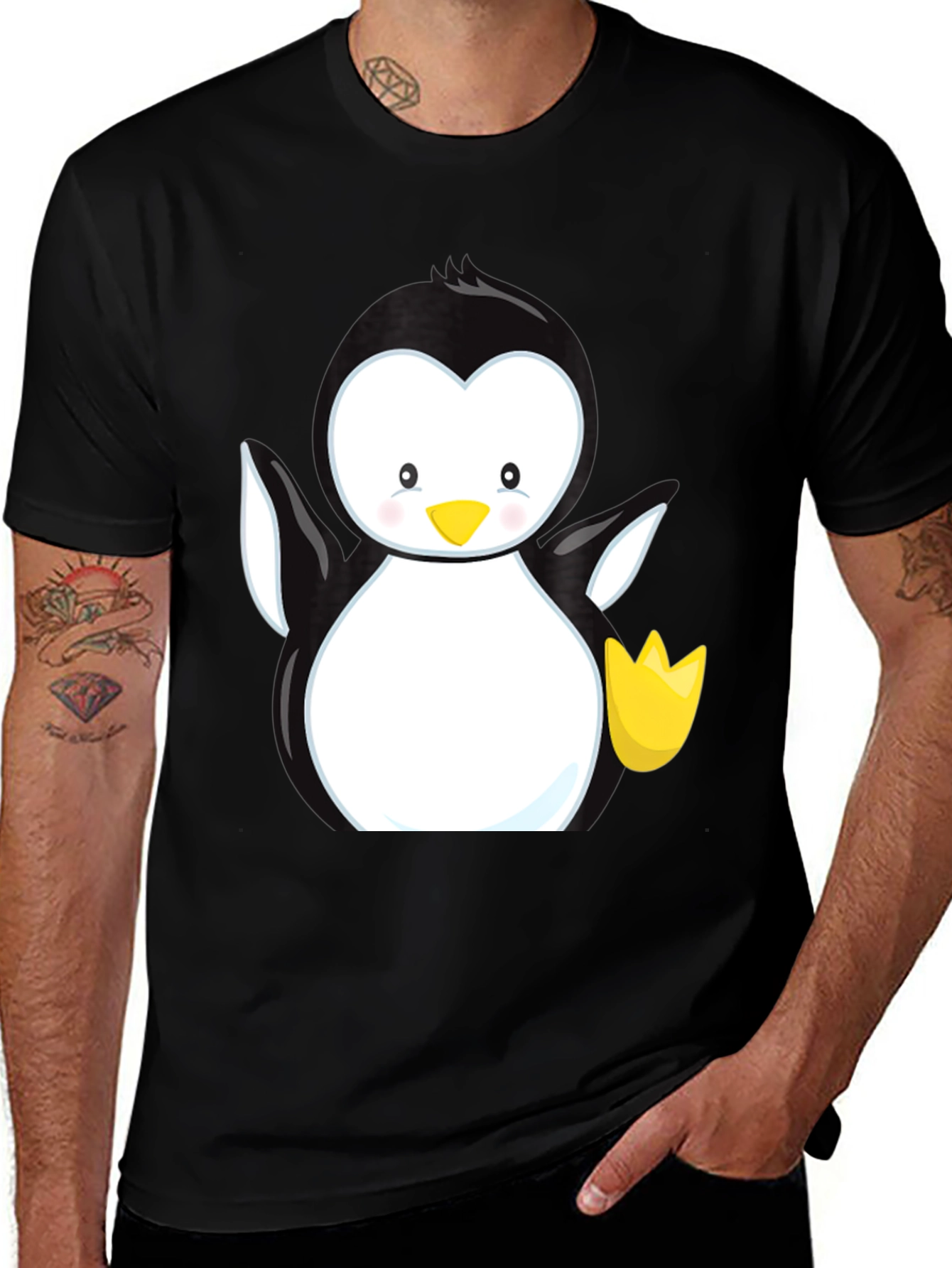 Variant 22 of Cute Penguin Graphic Black T-Shirt