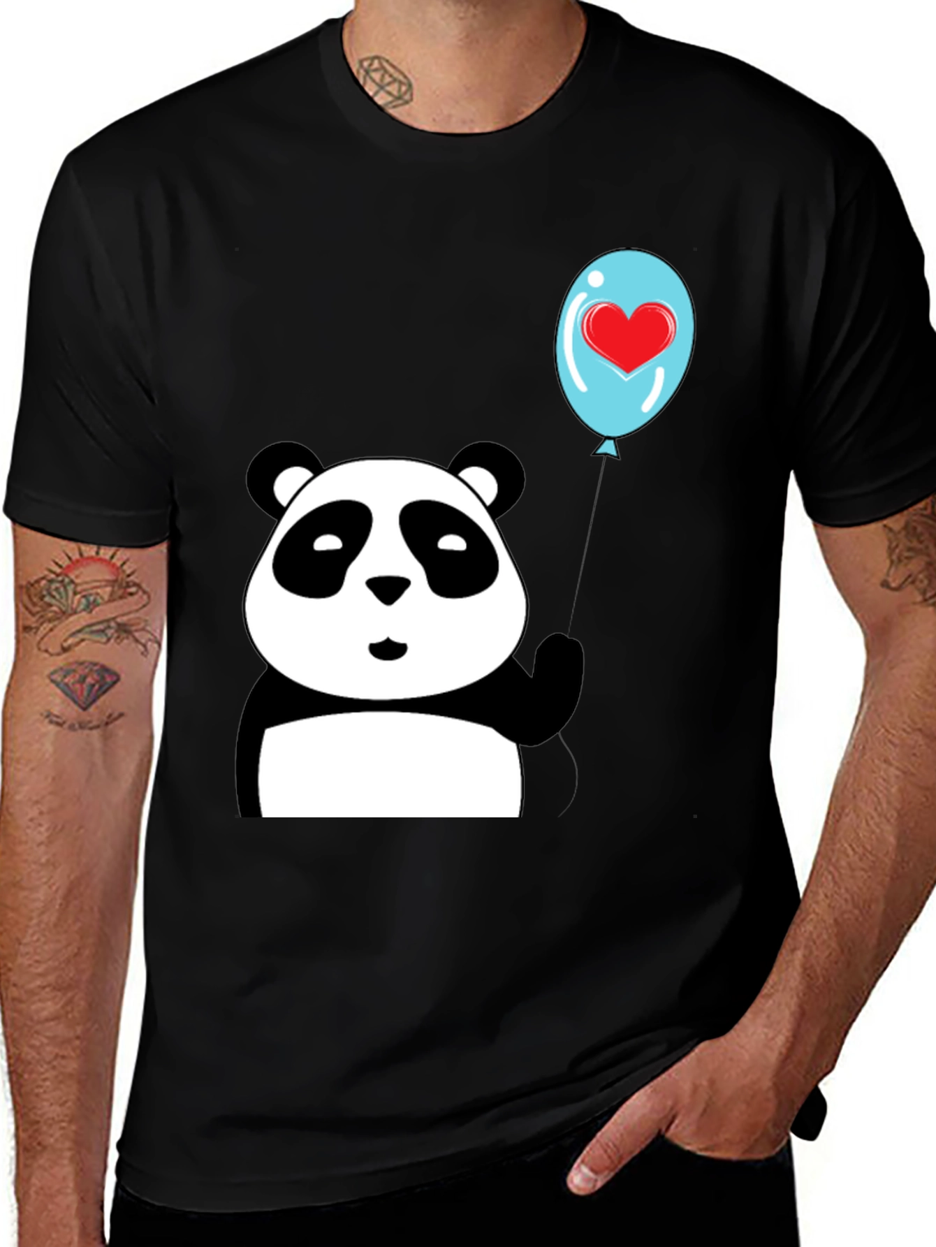 Variant 20 of Cute Panda with Heart Balloon Graphic Tee