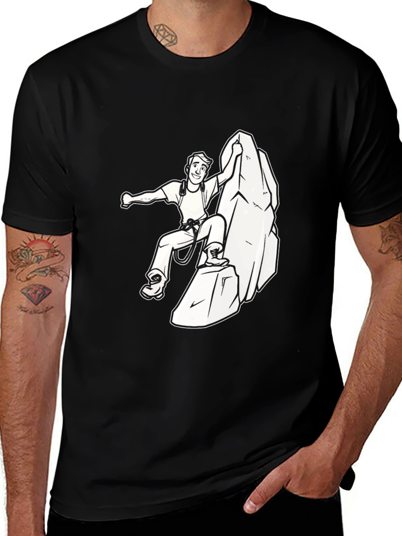 Variant 24 of Climbing Cartoon Graphic Tee - Rock Climbing T-Shirt