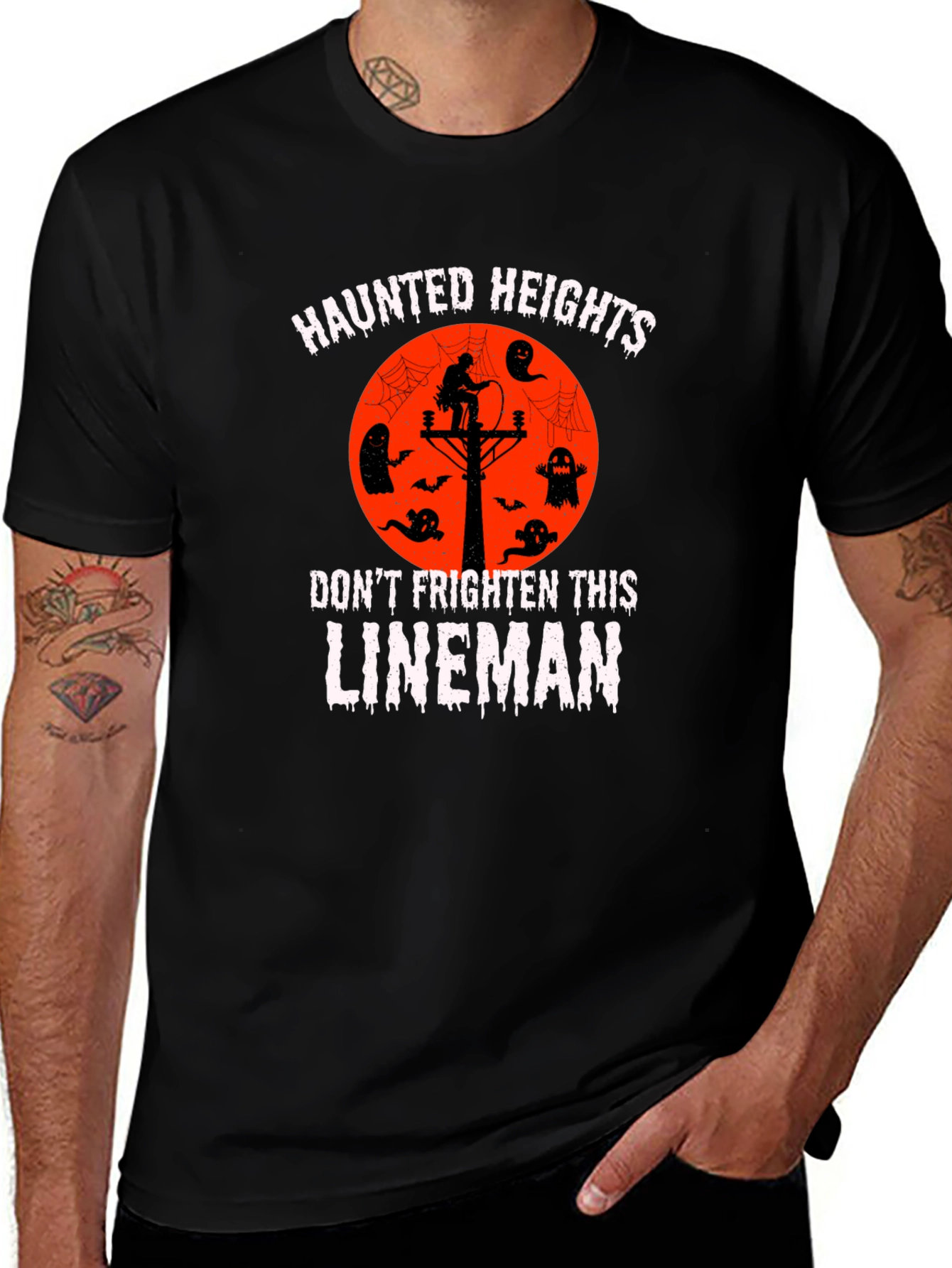 Haunted Heights Lineman Halloween T-Shirt