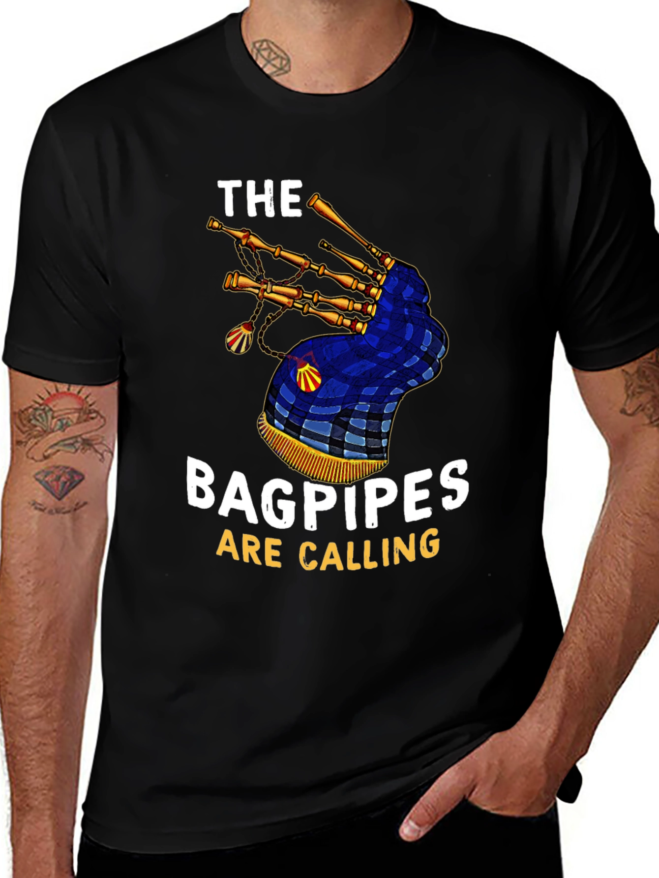 Black Bagpipes Are Calling Graphic T-Shirt main image
