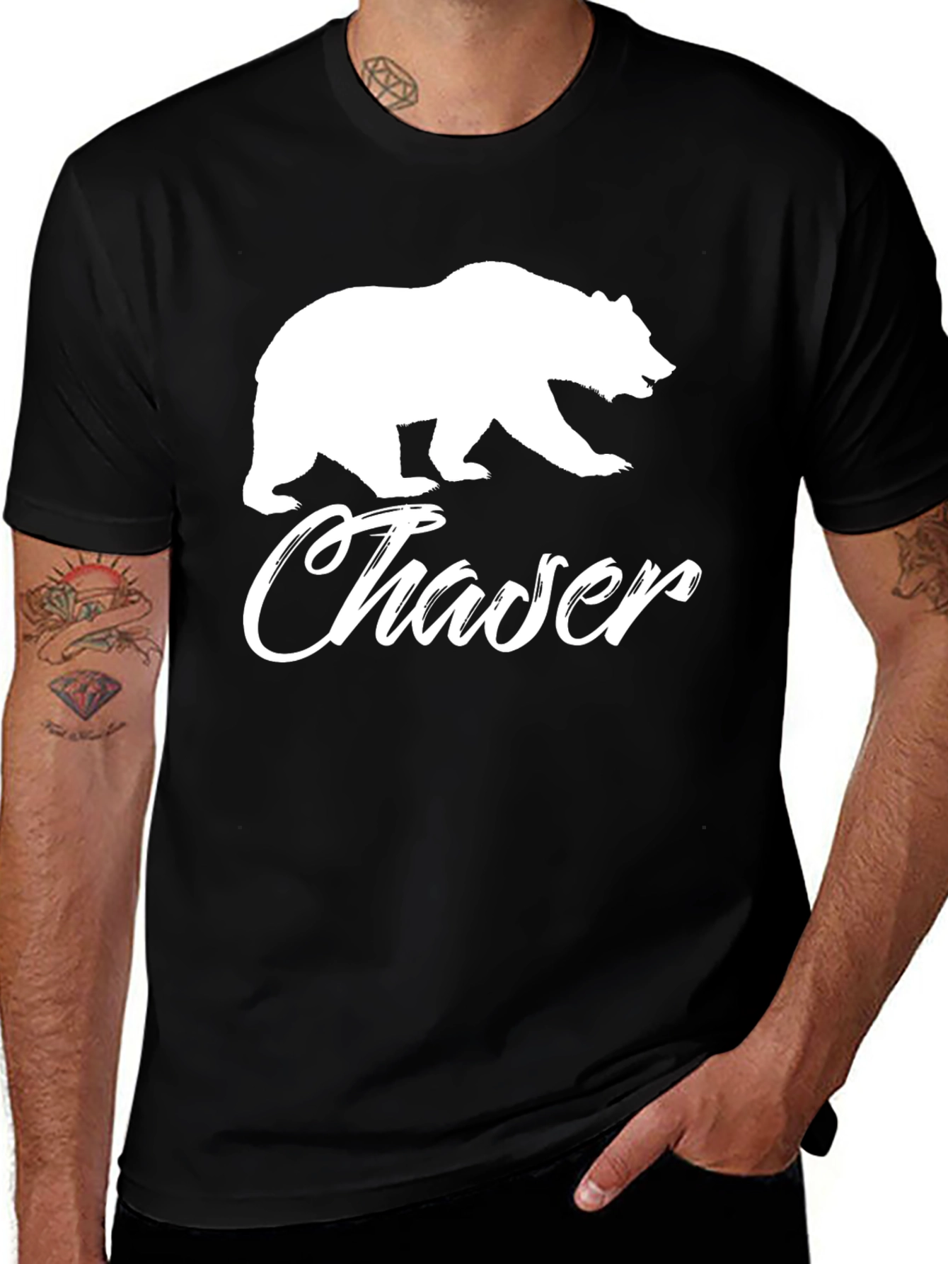 Variant 19 of Bear Chaser Graphic Tee - Cool & Casual Black T-Shirt