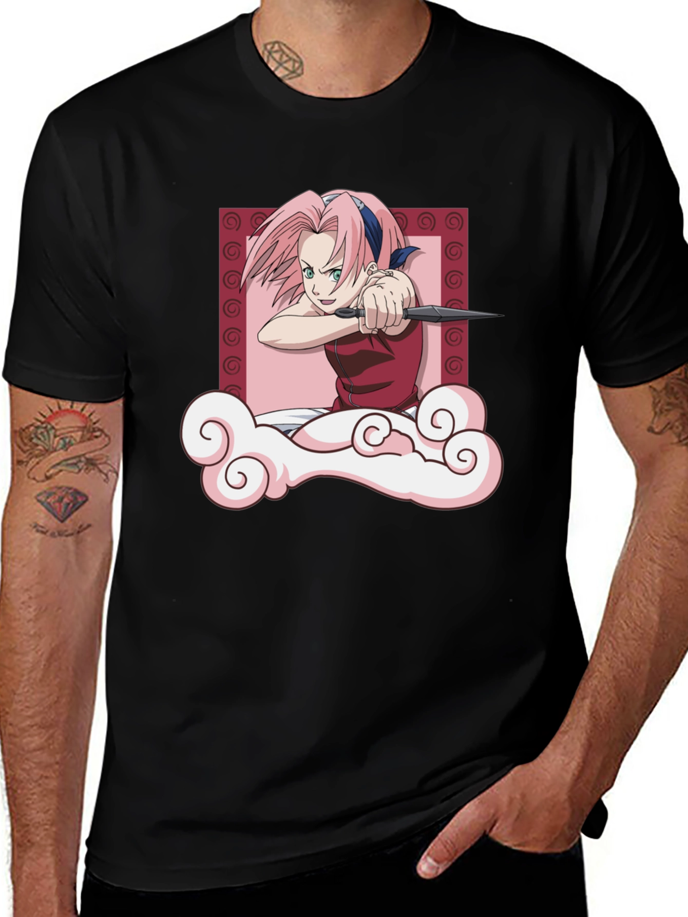 Sakura Haruno Throwing Stars T-Shirt - Anime Tee
