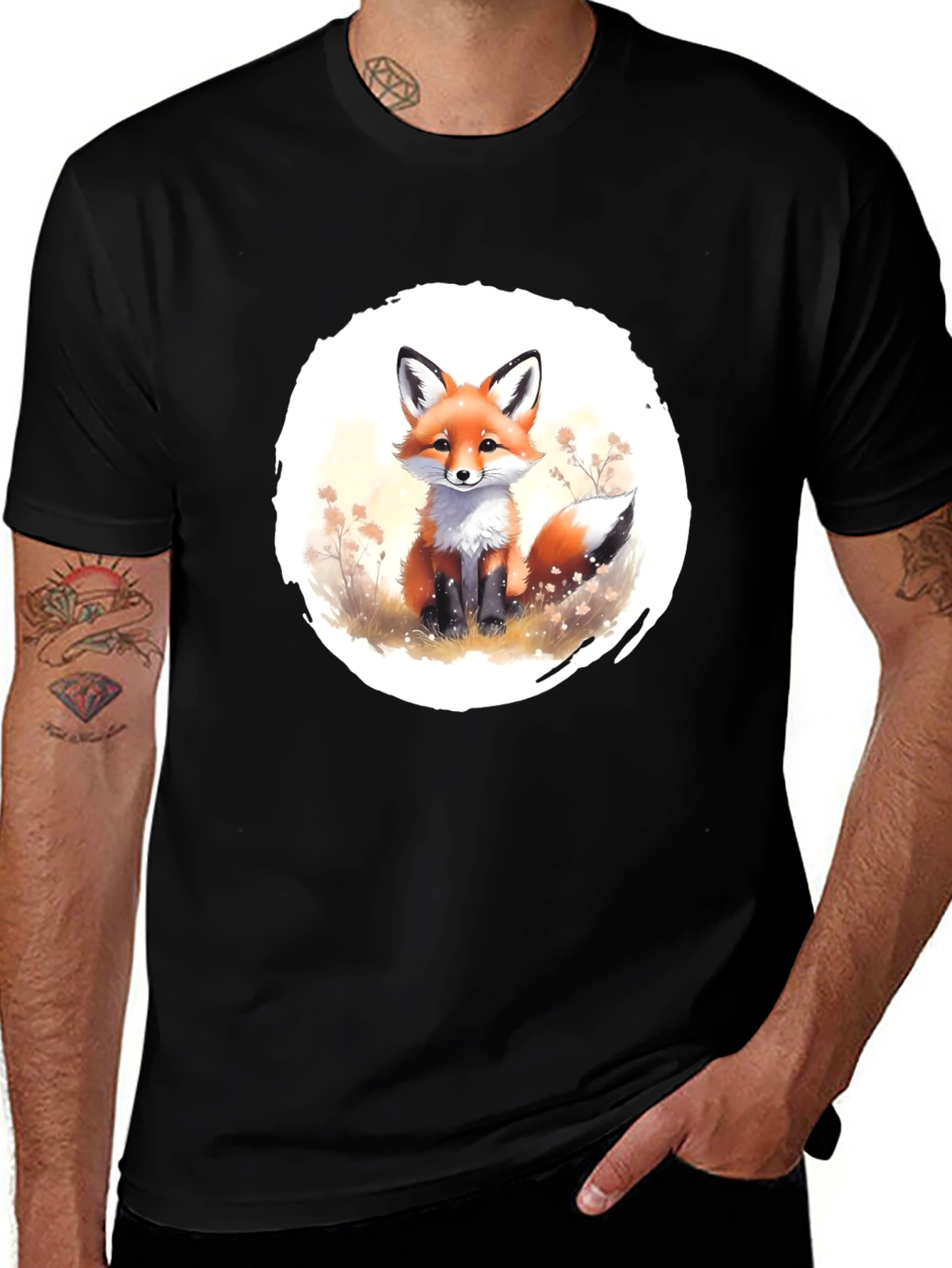Variant 28 of Fox Graphic Tee - Soft Black Cotton Blend