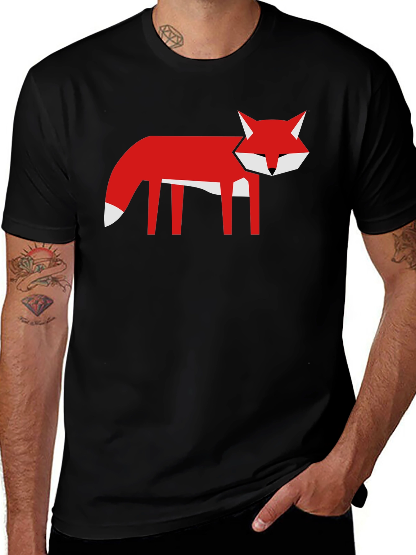 Variant 30 of Geometric Fox Graphic Tee - Black T-Shirt