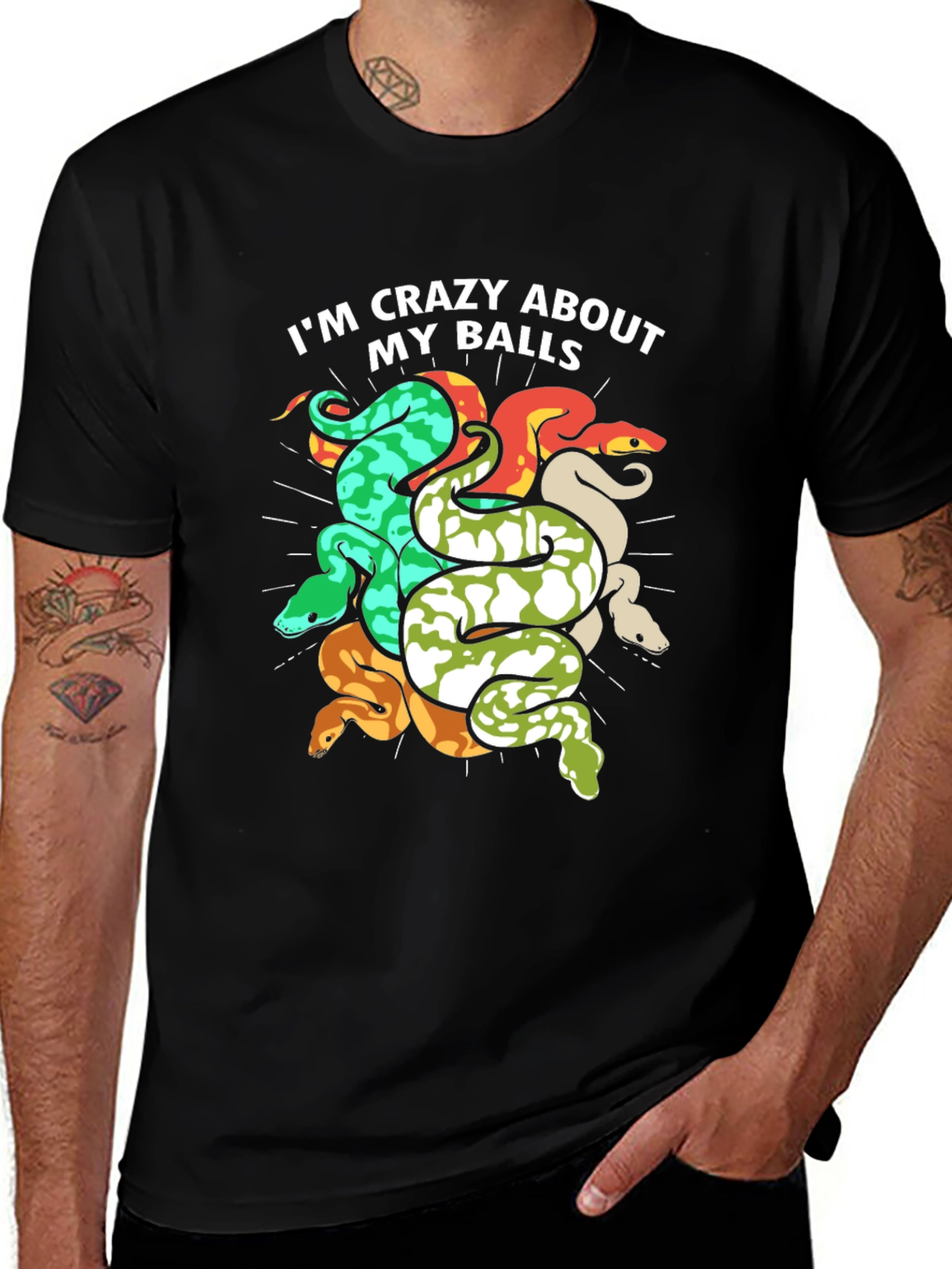 Variant 25 of Crazy About My Balls Snake T-Shirt