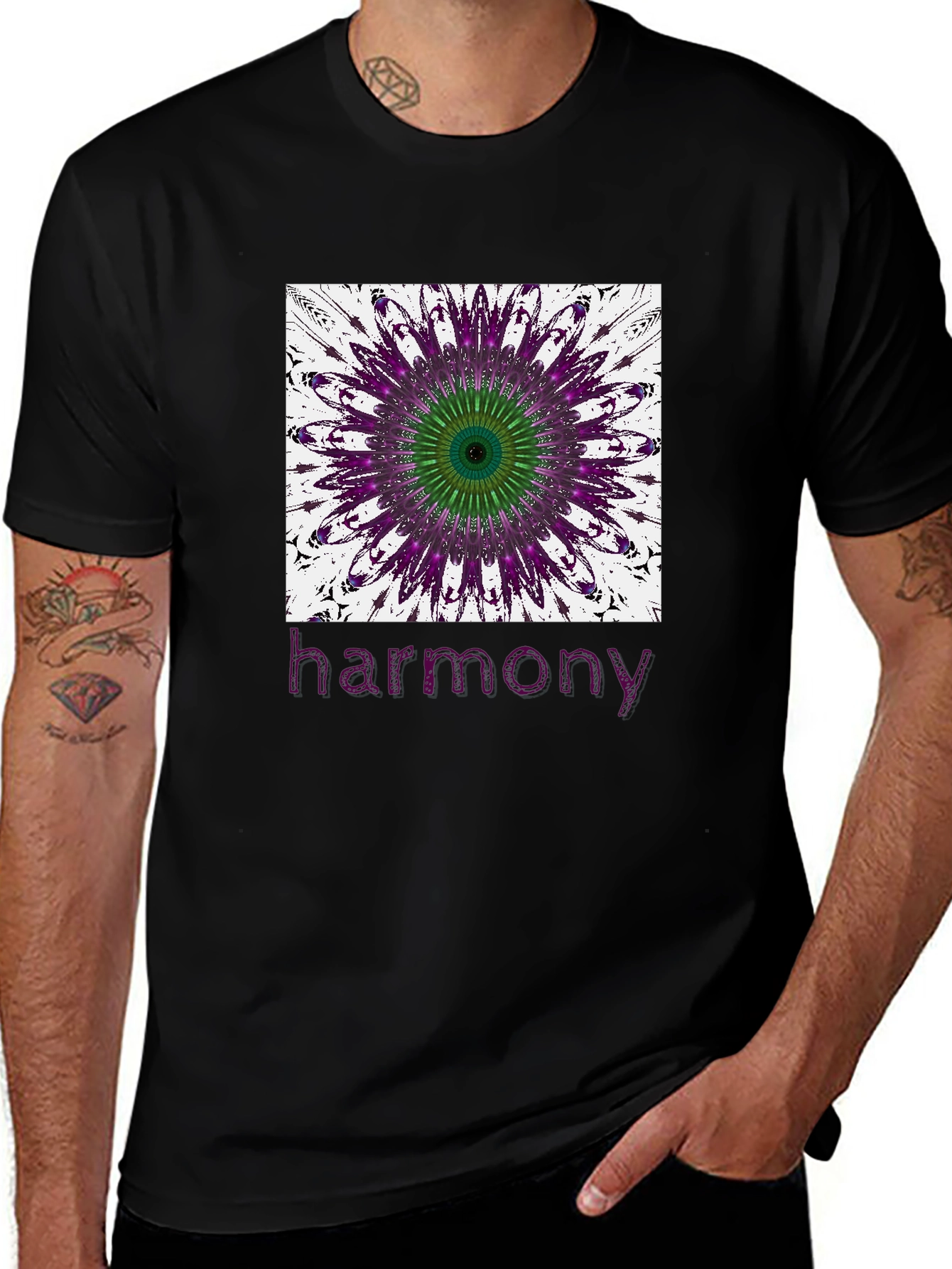Variant 11 of Harmony Mandala Graphic Tee - Stylish Black T-Shirt