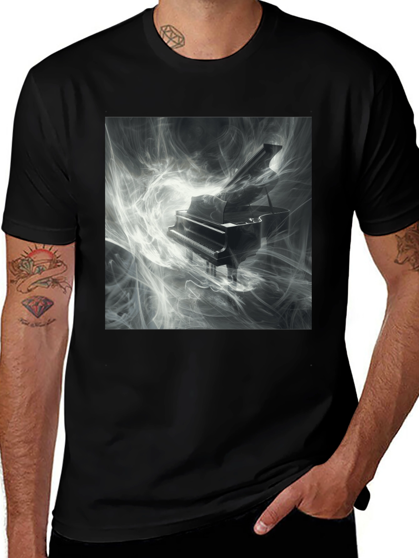 Variant 4 of Piano Music T-Shirt - Artistic Black Tee