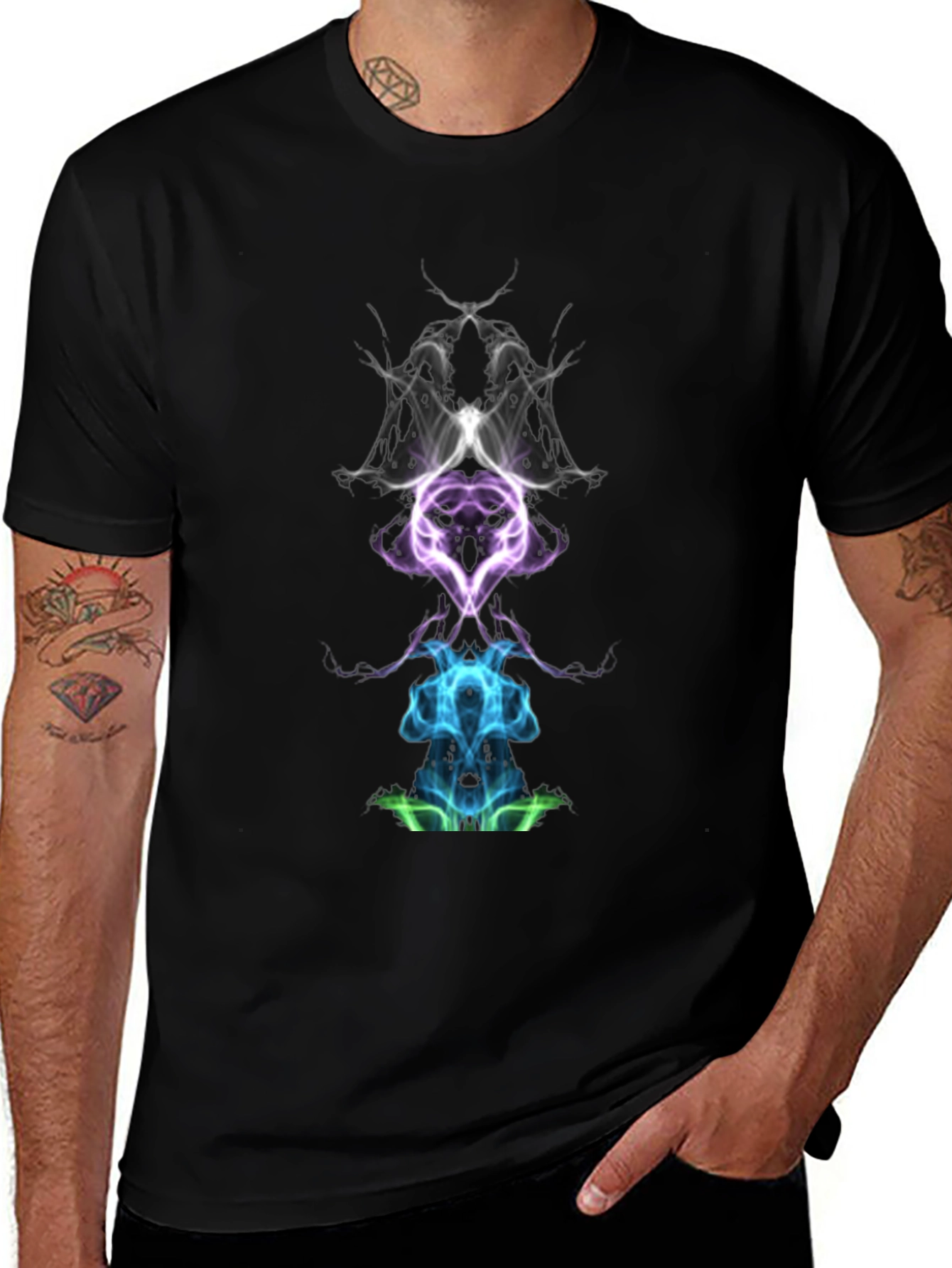 Variant 10 of Mystic Smoke Art Tee - Men's Black Graphic T-Shirt